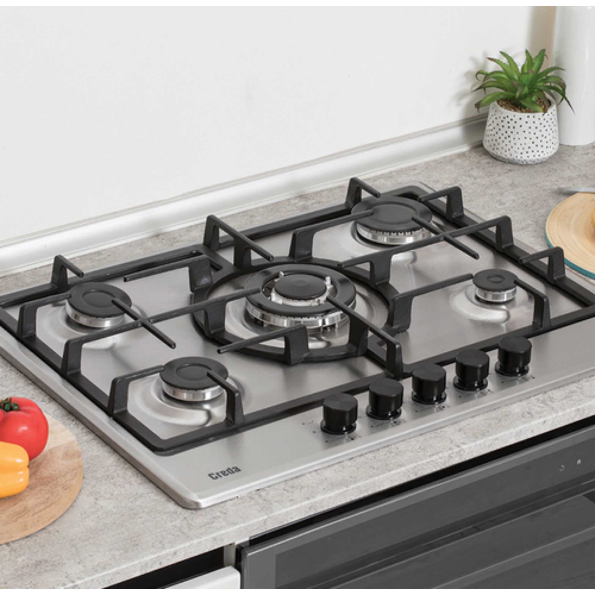 C70GFCWX 70cm 5 Burner Gas Hob - Stainless Steel