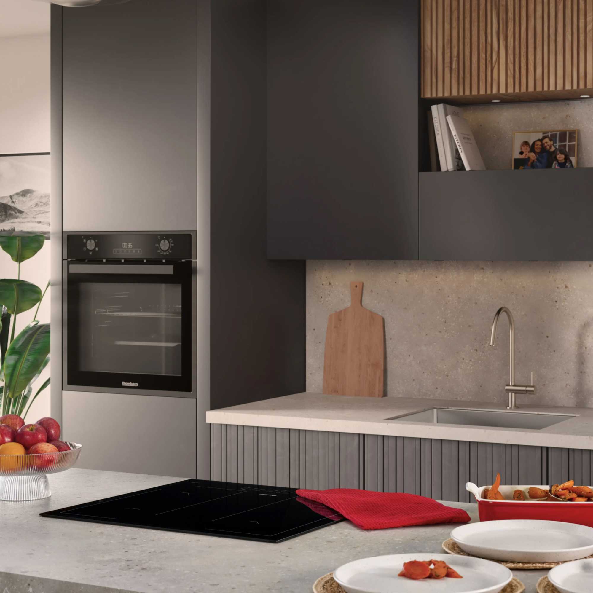 RODN9202DX 59.4cm Built In Electric Double Oven - Dark Steel