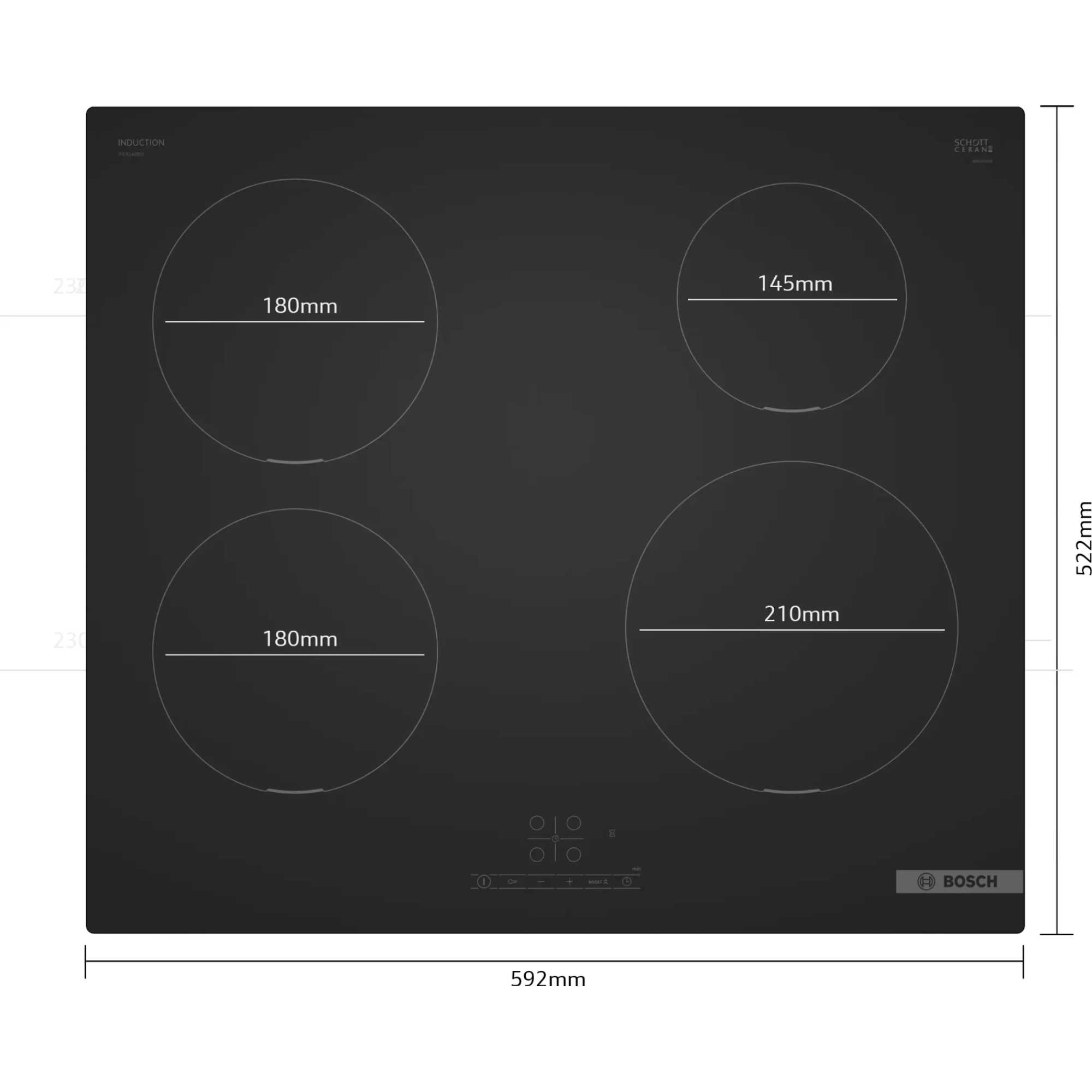 Series 4 60cm 4 Zone Induction Hob - Black