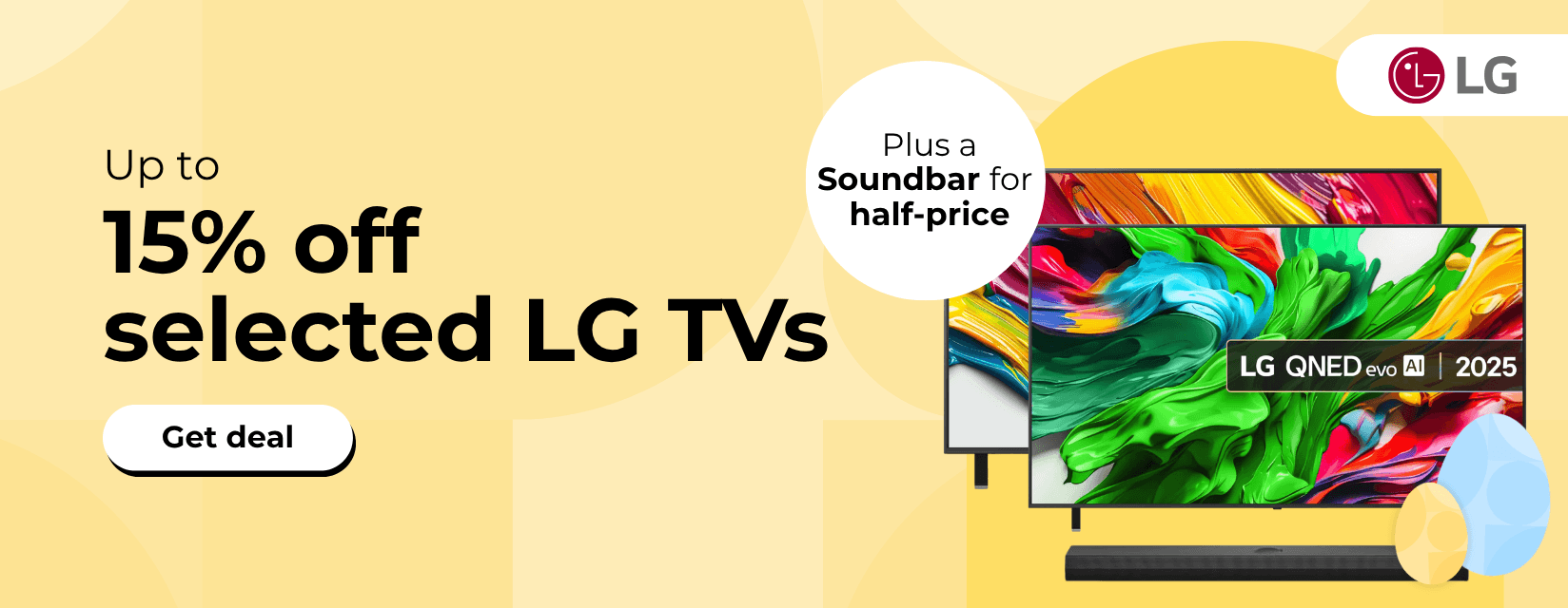  Up to 15% off selected LG TVs