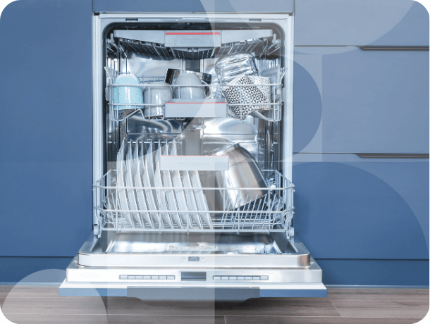 An integrated dishwasher.