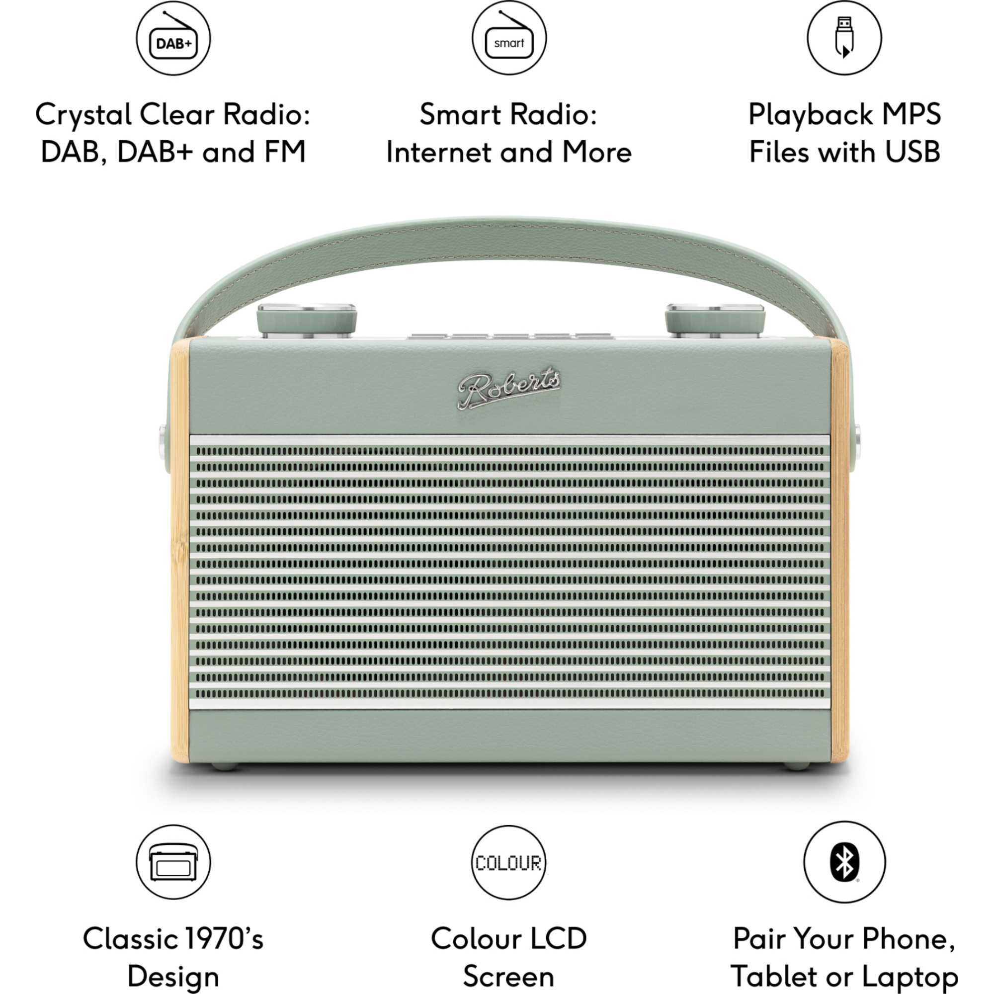 Rambler Max 1970's Retro Style Radio - Duck Egg