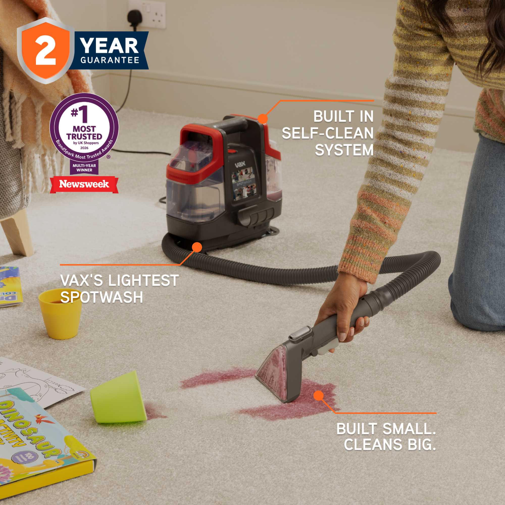 CDSW-MCXS Spotwash Mini Spot Cleaner Handheld - Grey/Red