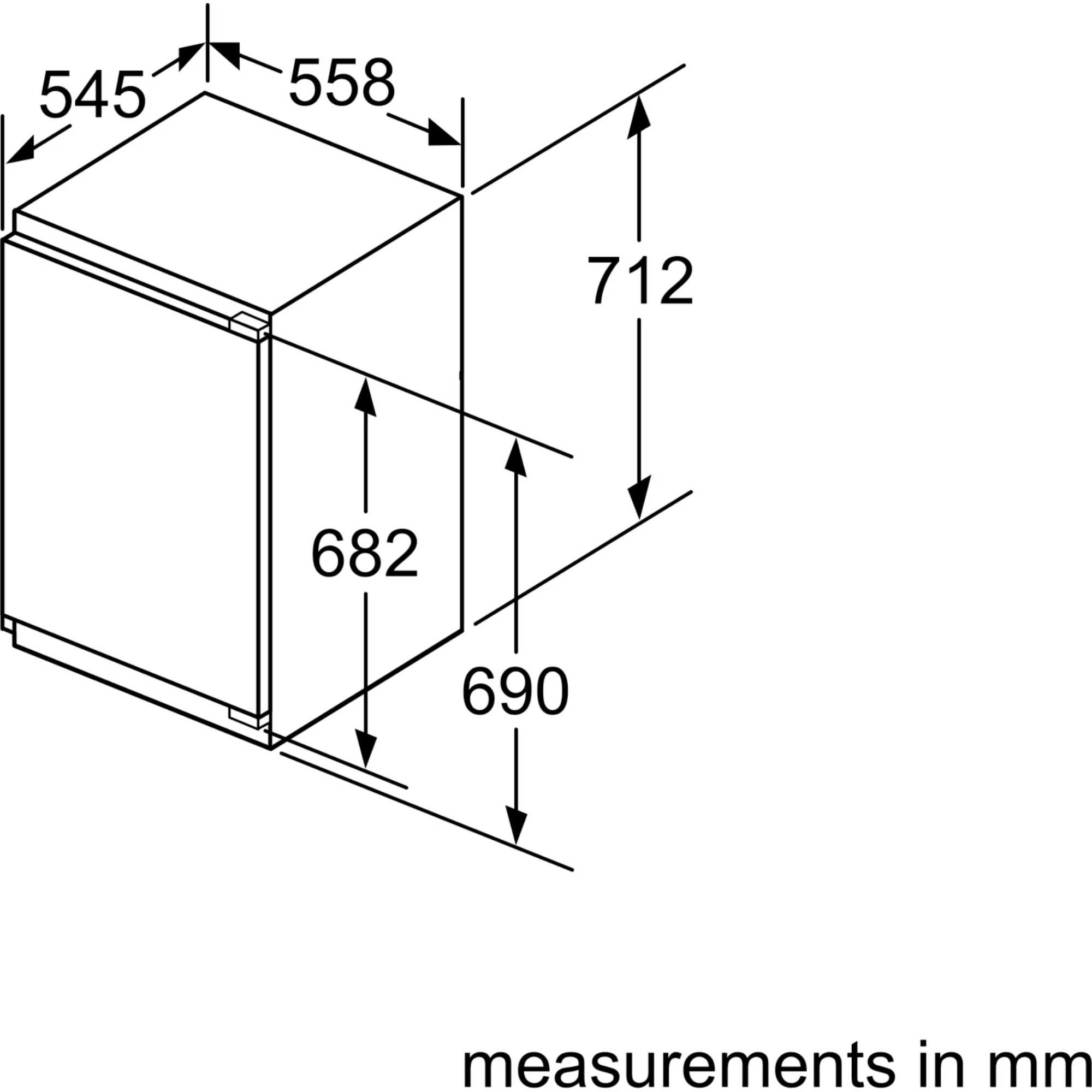 GI1113FE0 N50 72l Low Frost Built-In Freezer