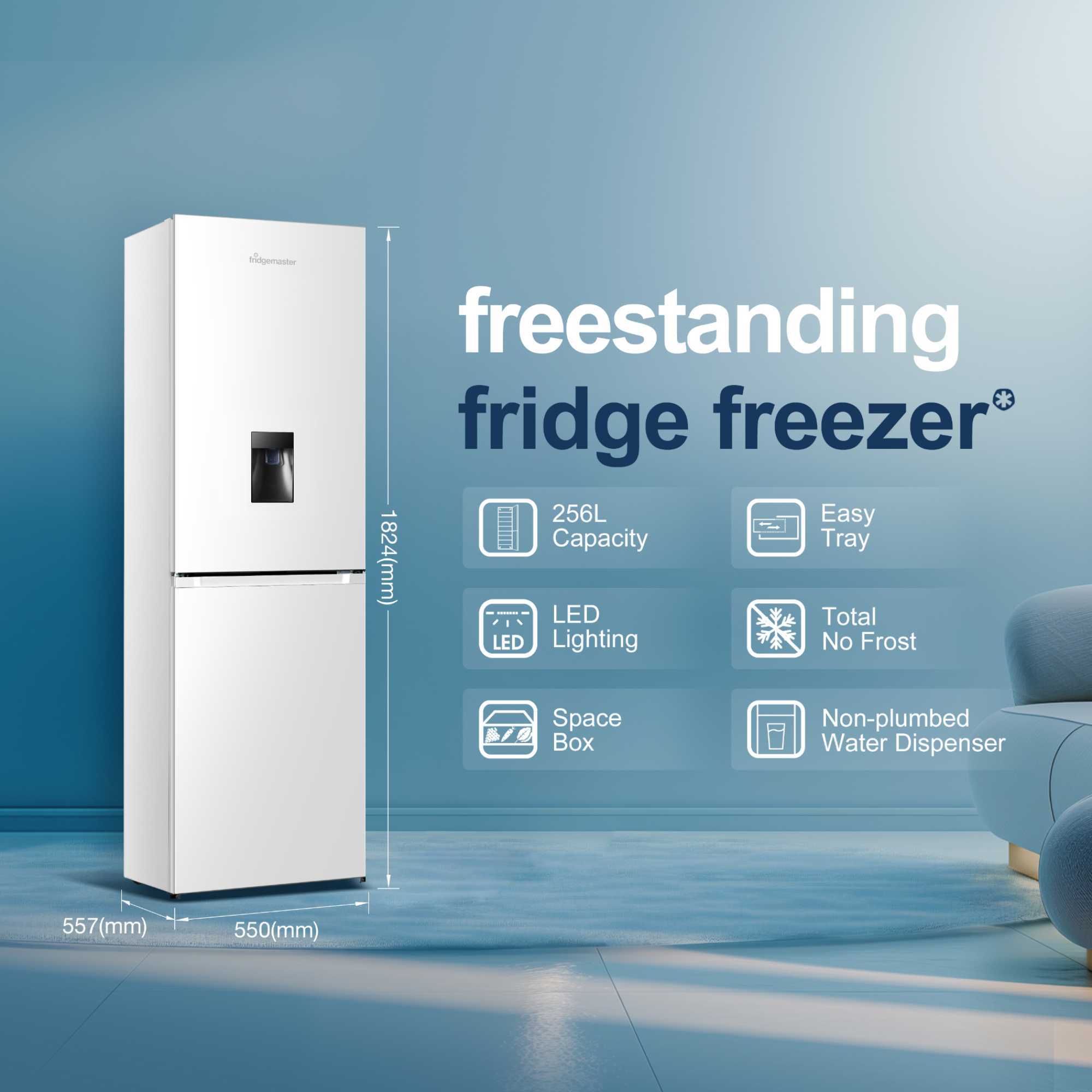 MC55251DE 256L Total No Frost Fridge Freezer with Water Dispenser - White