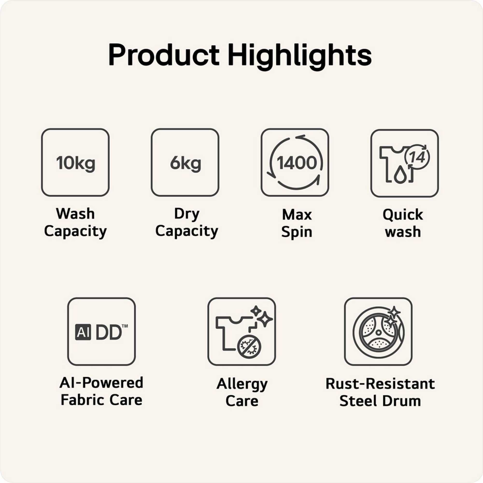 Series 4 Pro AI Direct Drive 10kg Wash 6kg Dry 1400rpm Washer Dryer - FWY706NCTN1