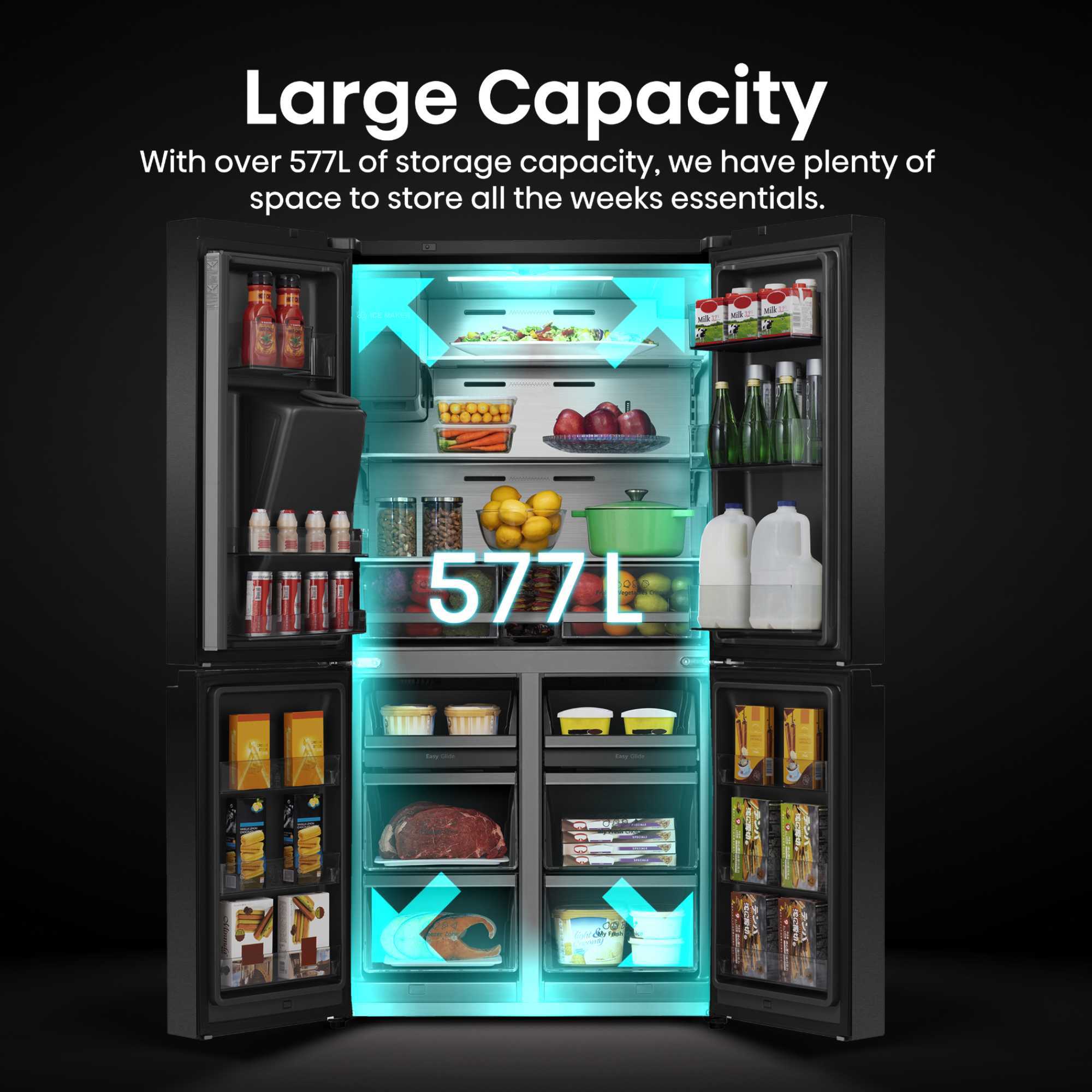 RQ760N4IFE Cross Door American Style Smart Display Fridge Freezer - Black