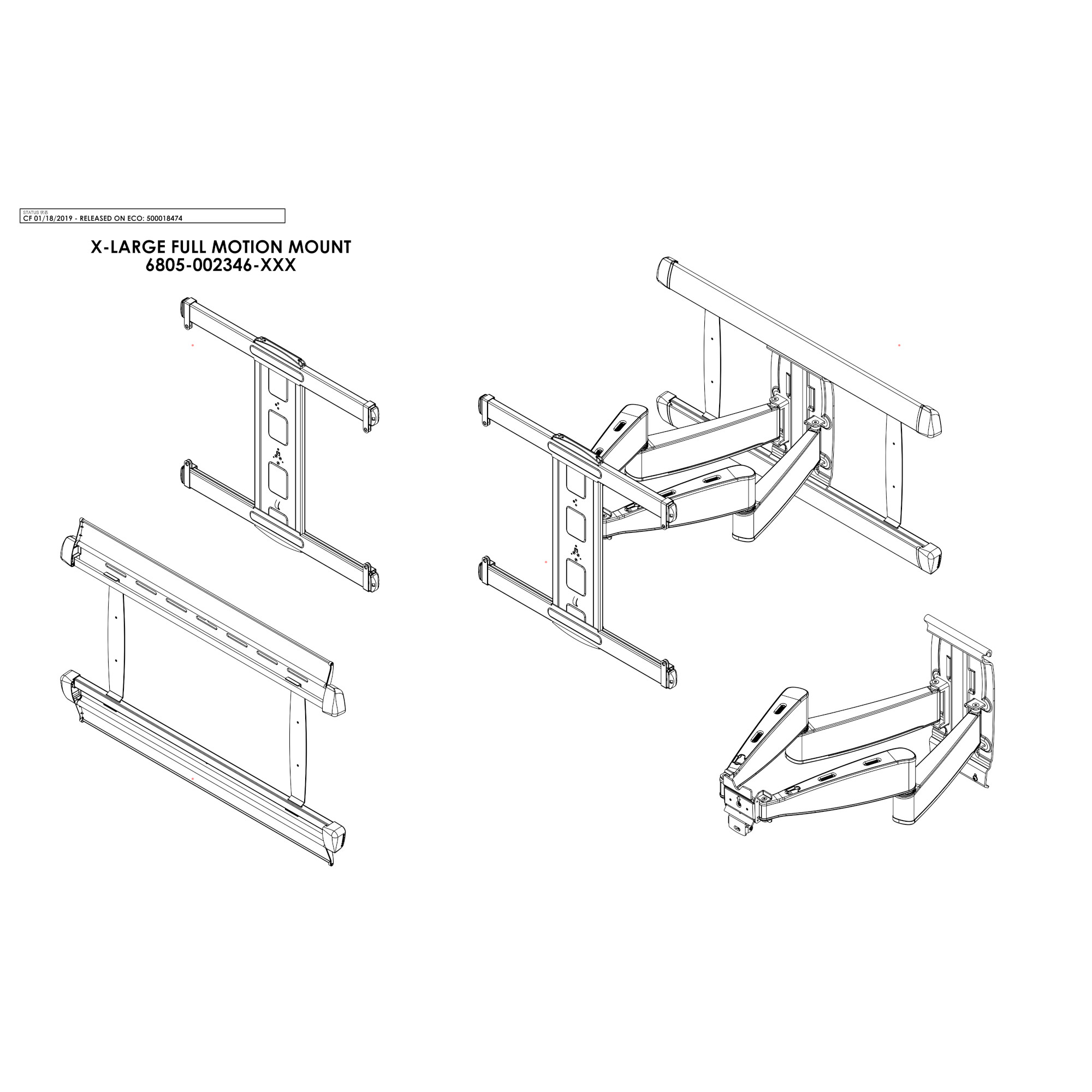 thumbnail image 2 of Sanus VXF730 Full-Motion Premium TV Mount – For 55" To 95" OLED & Large Screen TVs 2 of 6