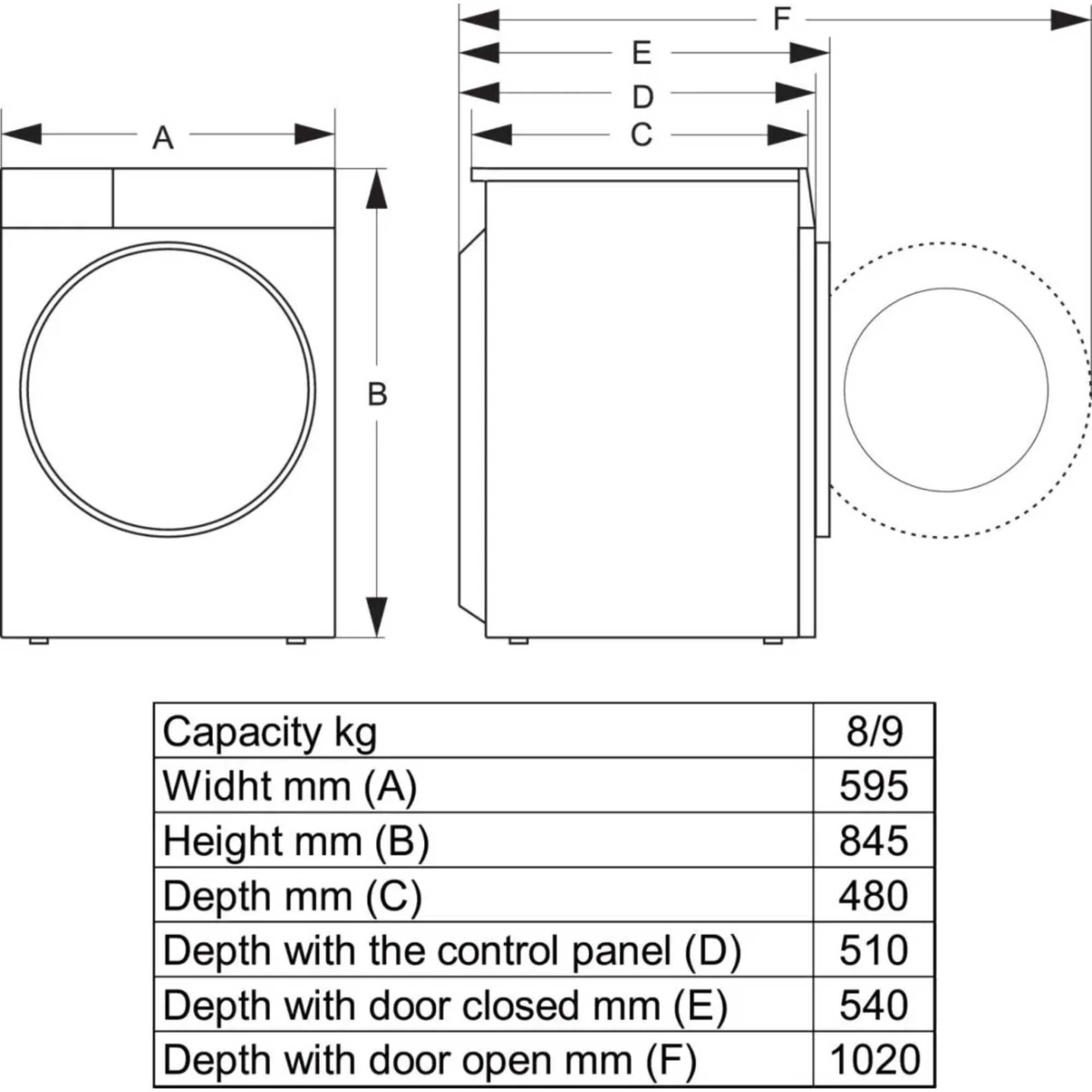 3S 8kg 1400rpm Washing Machine - WF3S8043BB3