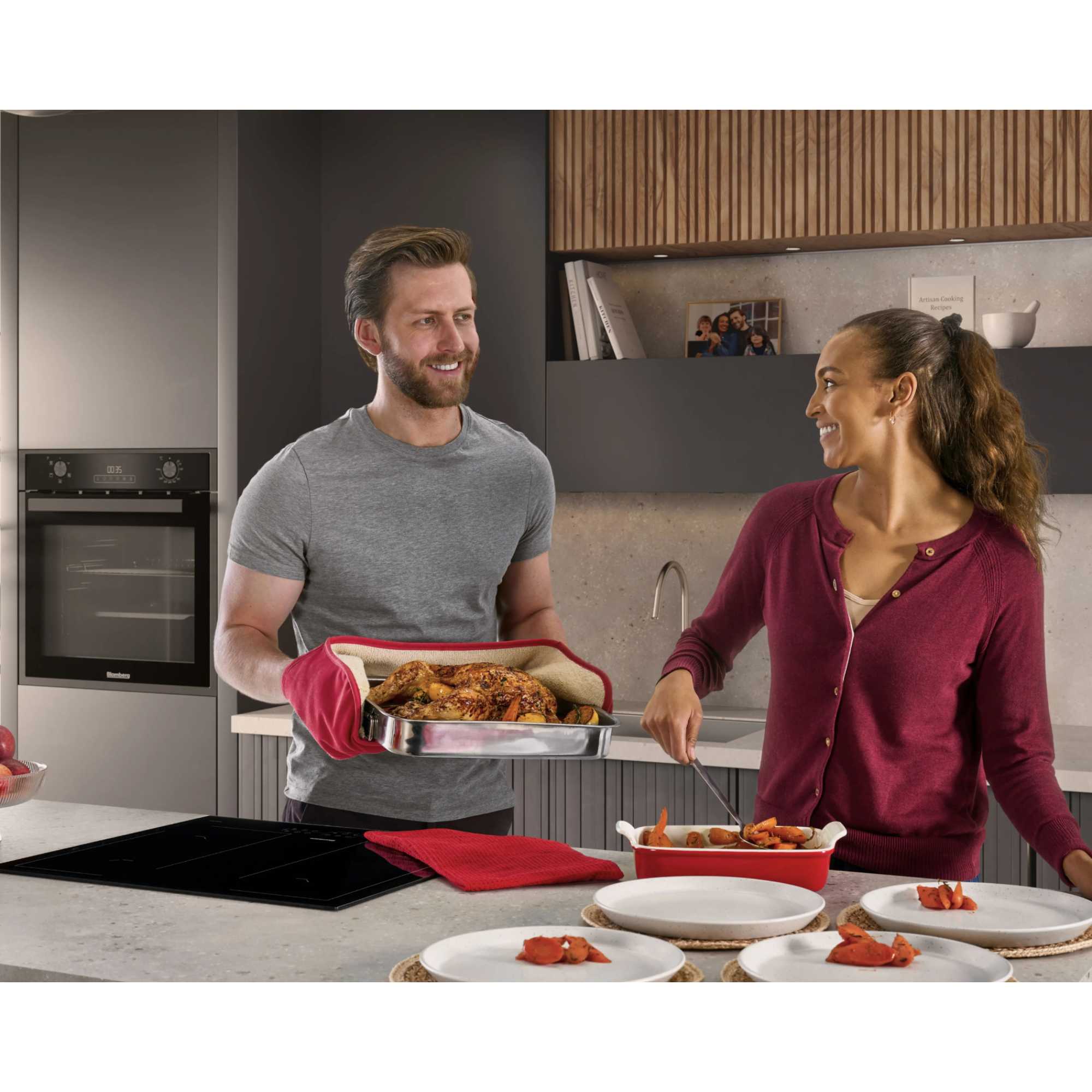 RODN9202DX 59.4cm Built In Electric Double Oven - Dark Steel