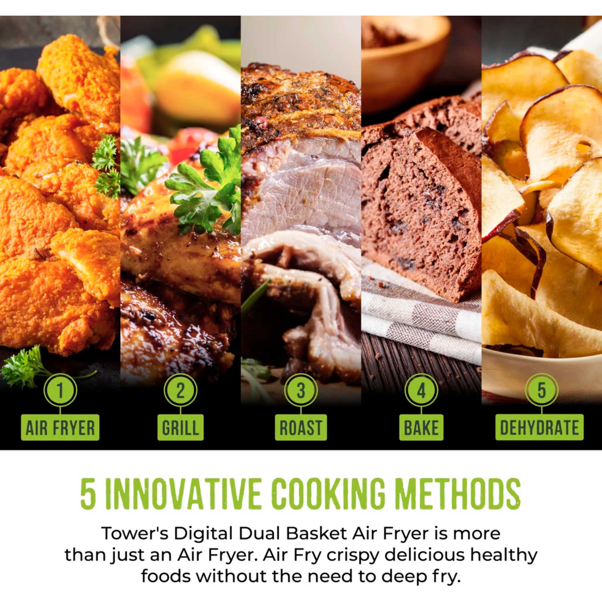 T17177 Vortx Vizion 9L Dual Basket 9 Functions Air Fryer - Black