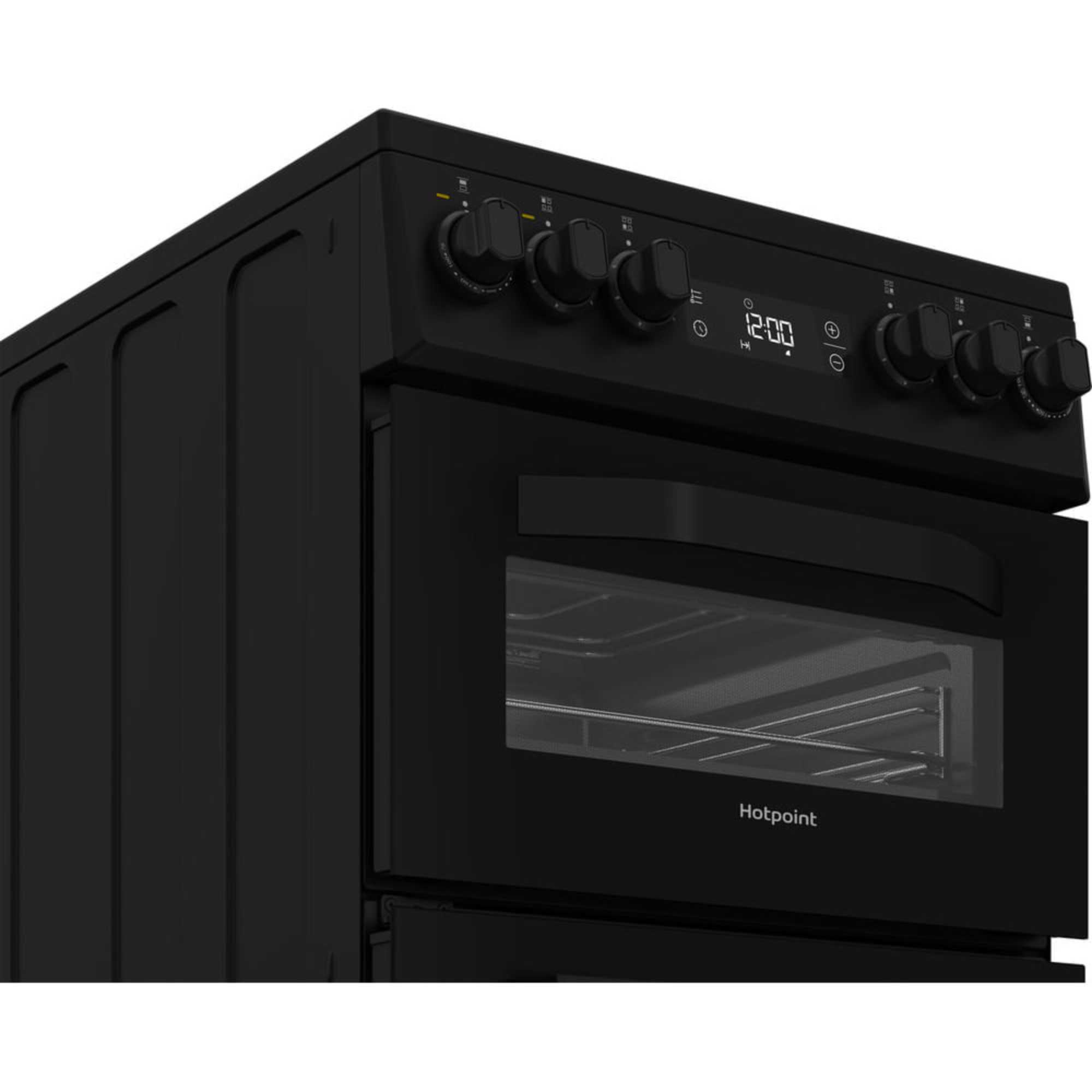 HDE5VDCB 50cm Electric Double Cooker with 4 Zone Ceramic Hob - Black