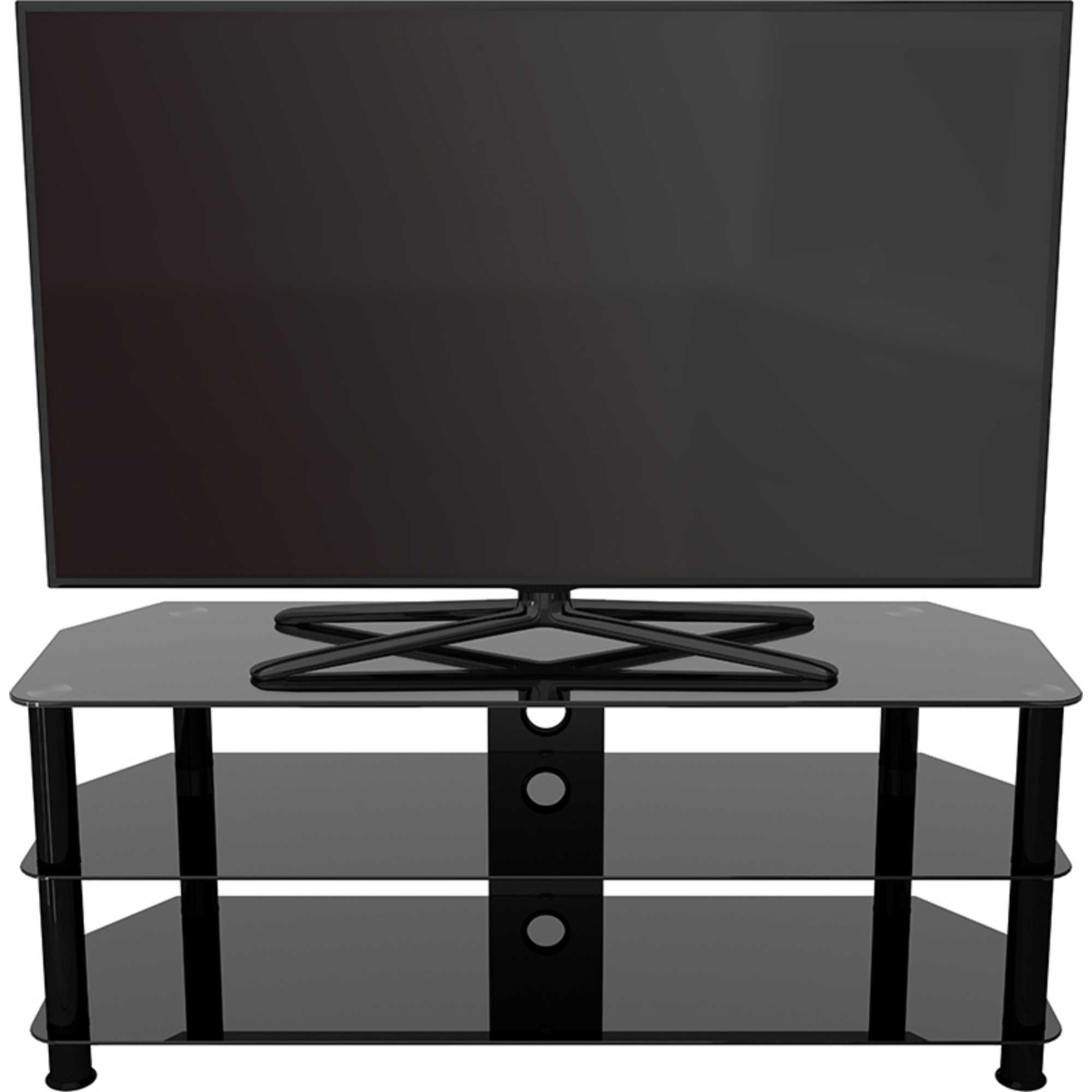 SDC1250CMBB 125cm Glass Corner TV Stand - Black