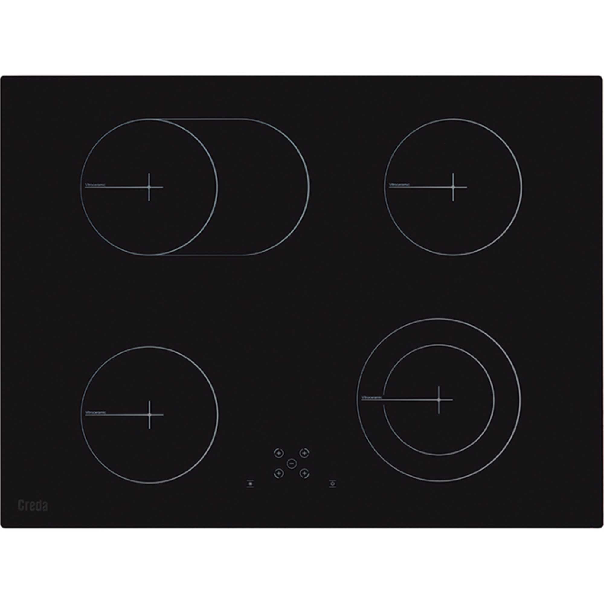 C70CTC 70cm 4 Zone Ceramic Hob - Black