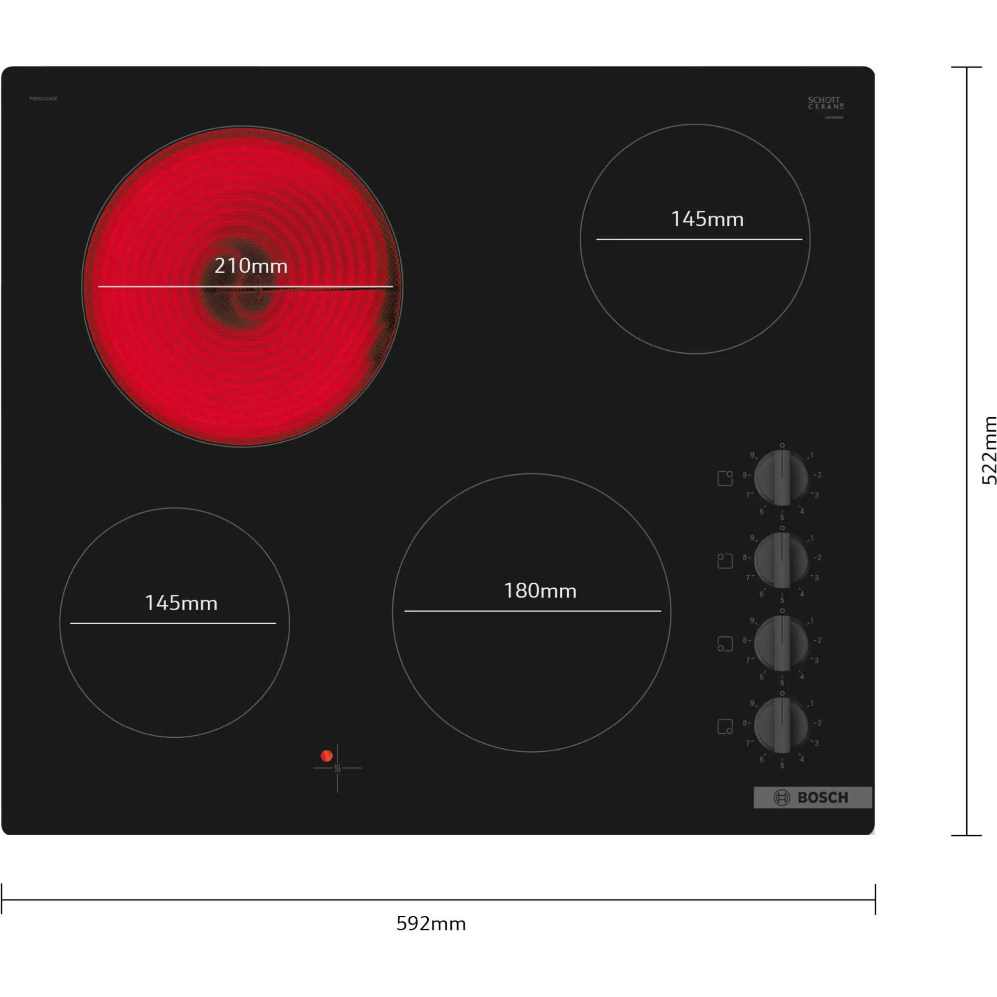 Series 2 PKE611CA3E 60cm Frameless Electric Hob - Black