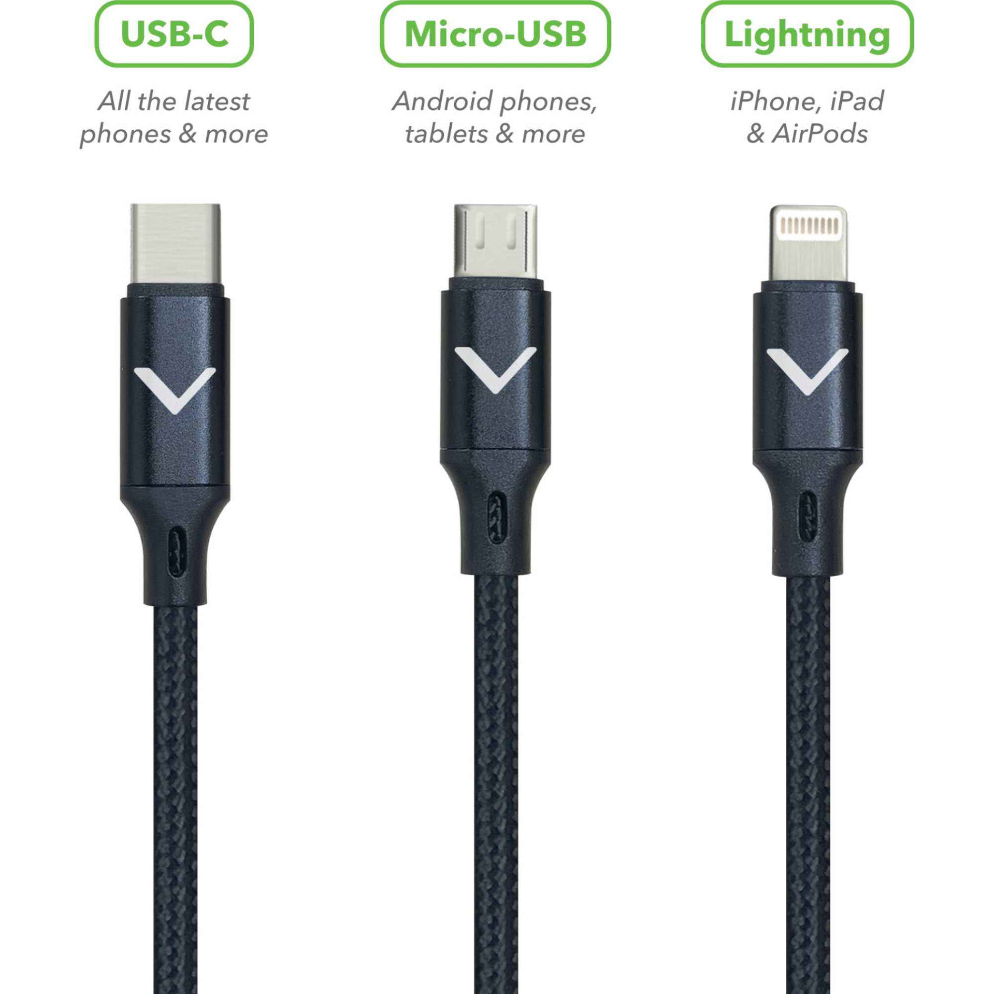 VACLM100B12 3-in-1 1.2m USB Power Cable