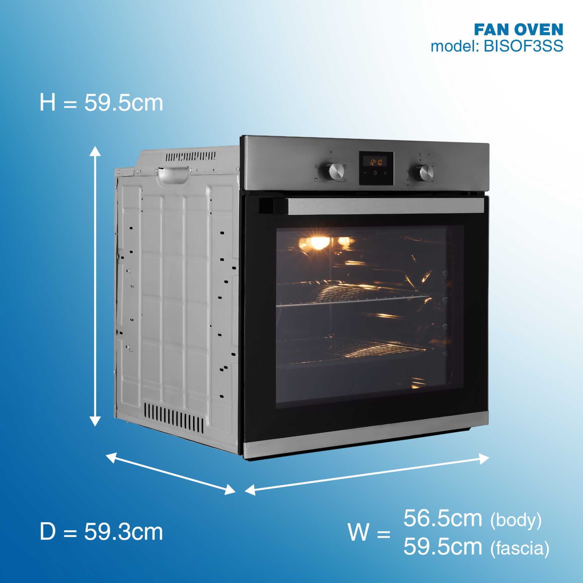 BISOF3SS Built-In 56L Electric Oven with Grill - Stainless Steel