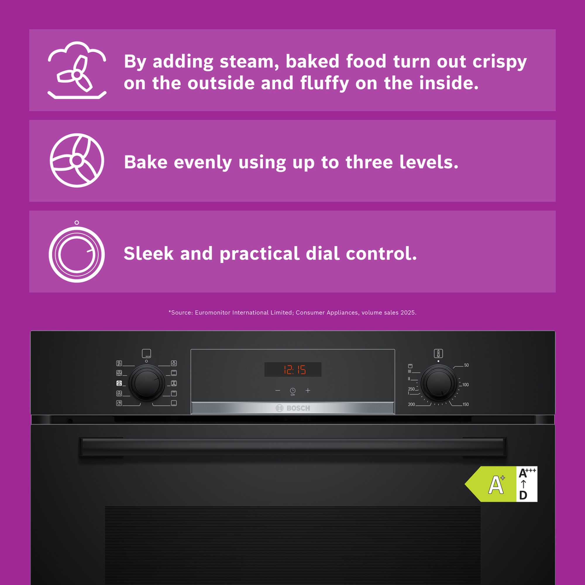 Series 4 HQA534BB3B Built-In Single Oven with Steam Function - Black