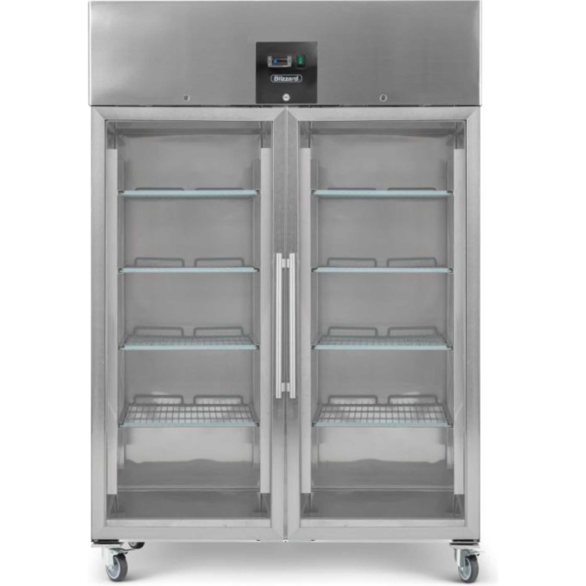 BF2SSCR Upright Double Hinged Glass Door 1300L Gastronorm Freezer - Stainless Steel