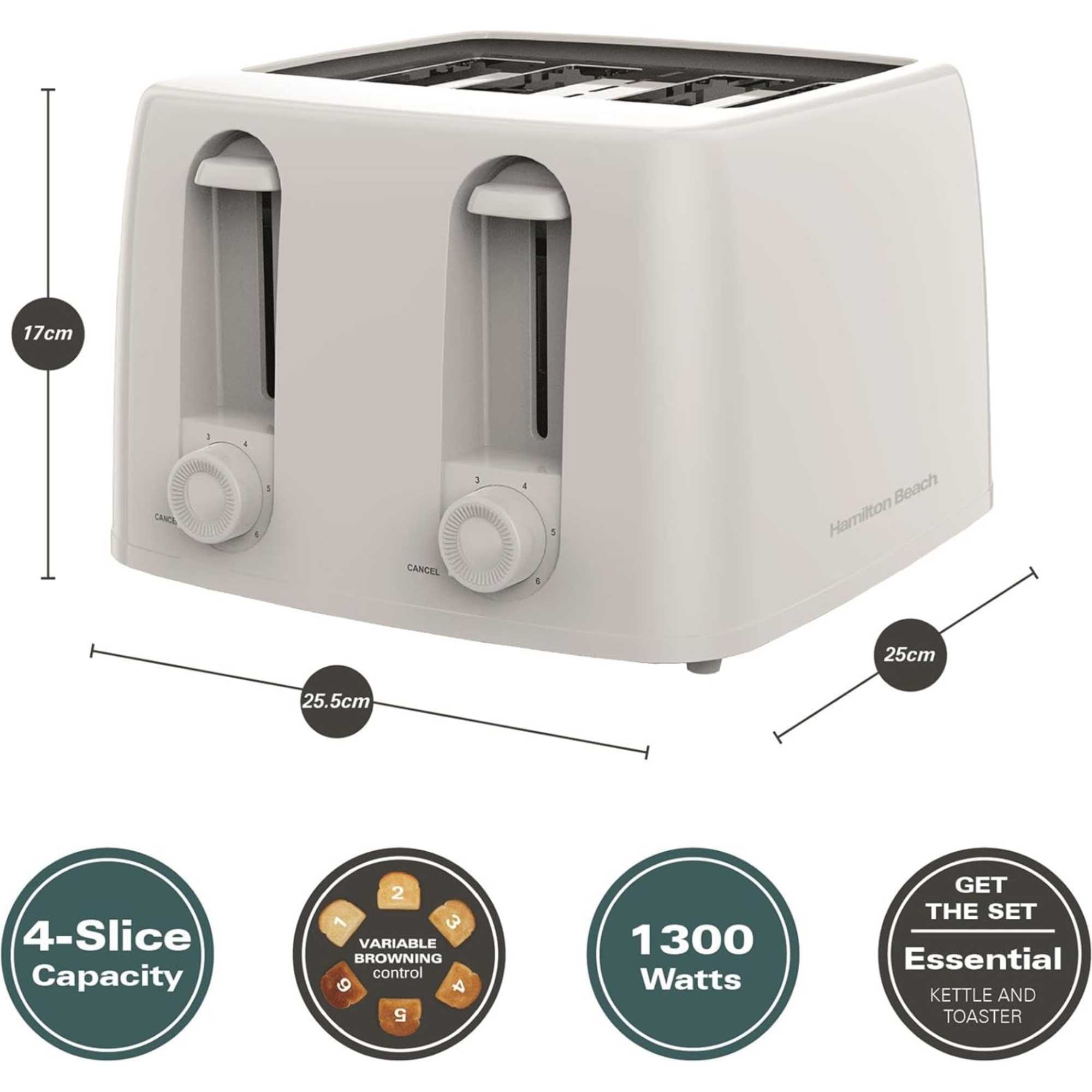 HB4T5032W 1300W Essential Toaster 4 Slice - White
