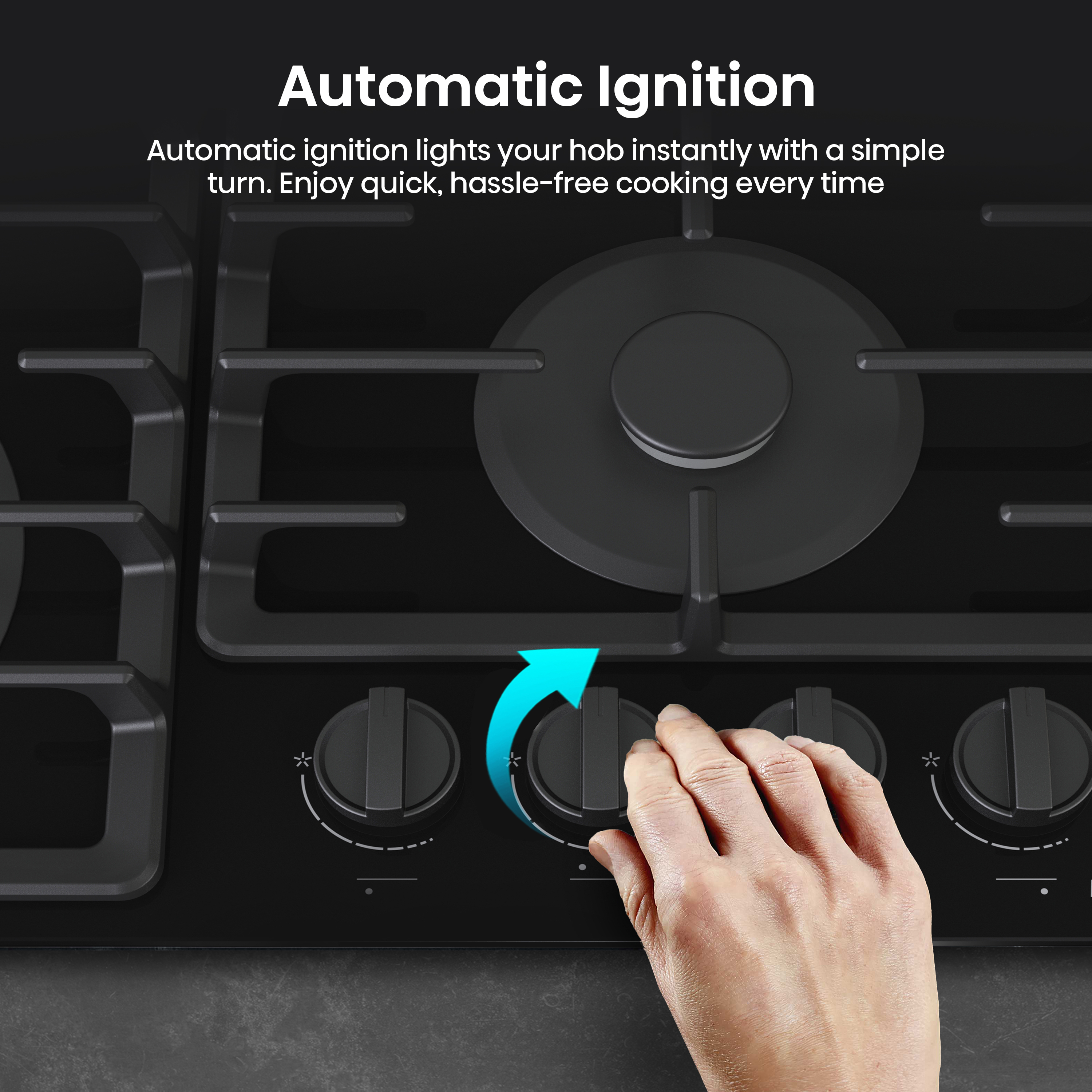 GG663BHF 60cm 4 Burner Gas Hob - Black
