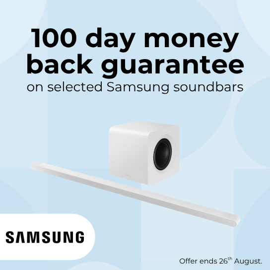 100 day money back guarantee on selected Samsung soundbars