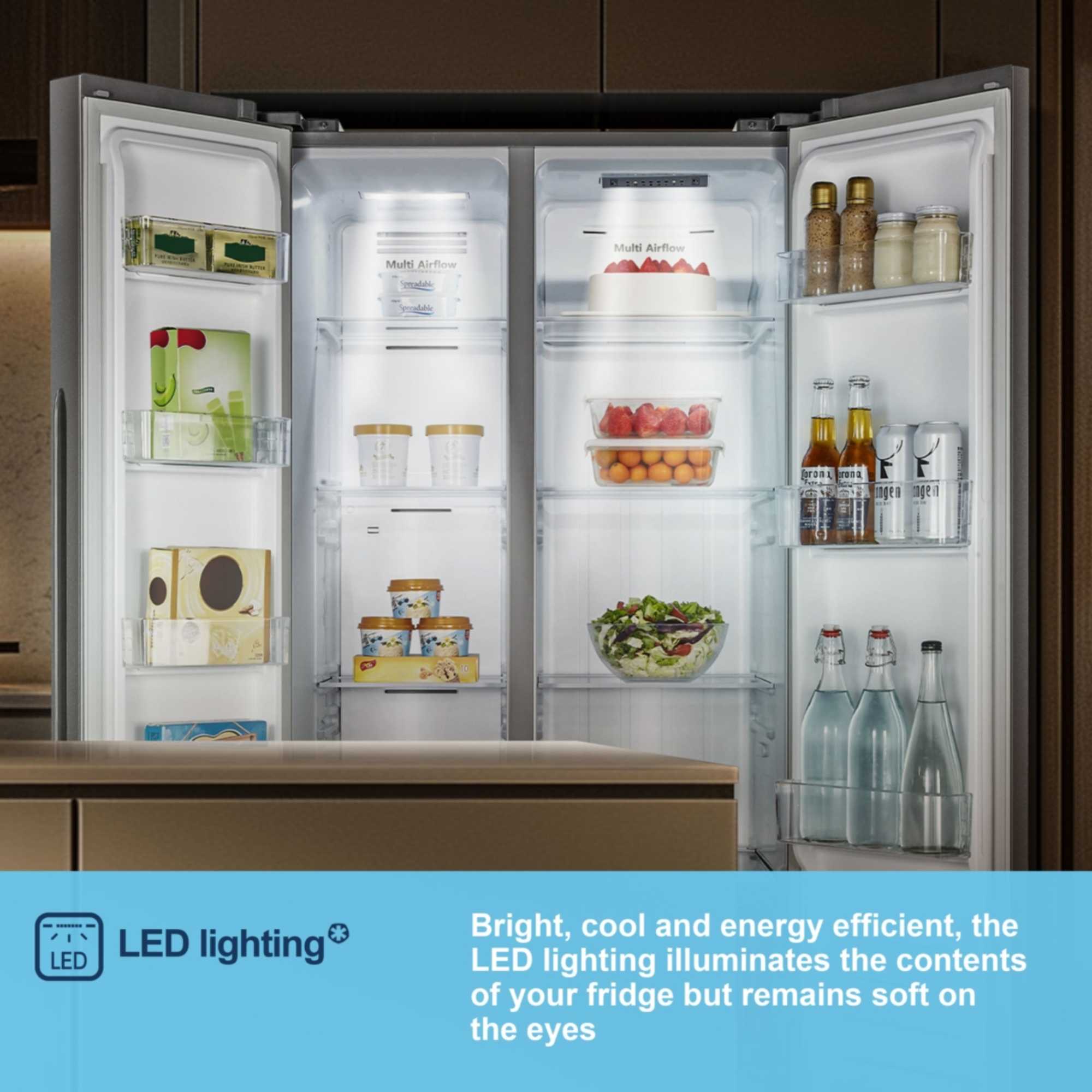 MS83430ES 441l Side By Side American Style Fridge Freezer - Silver