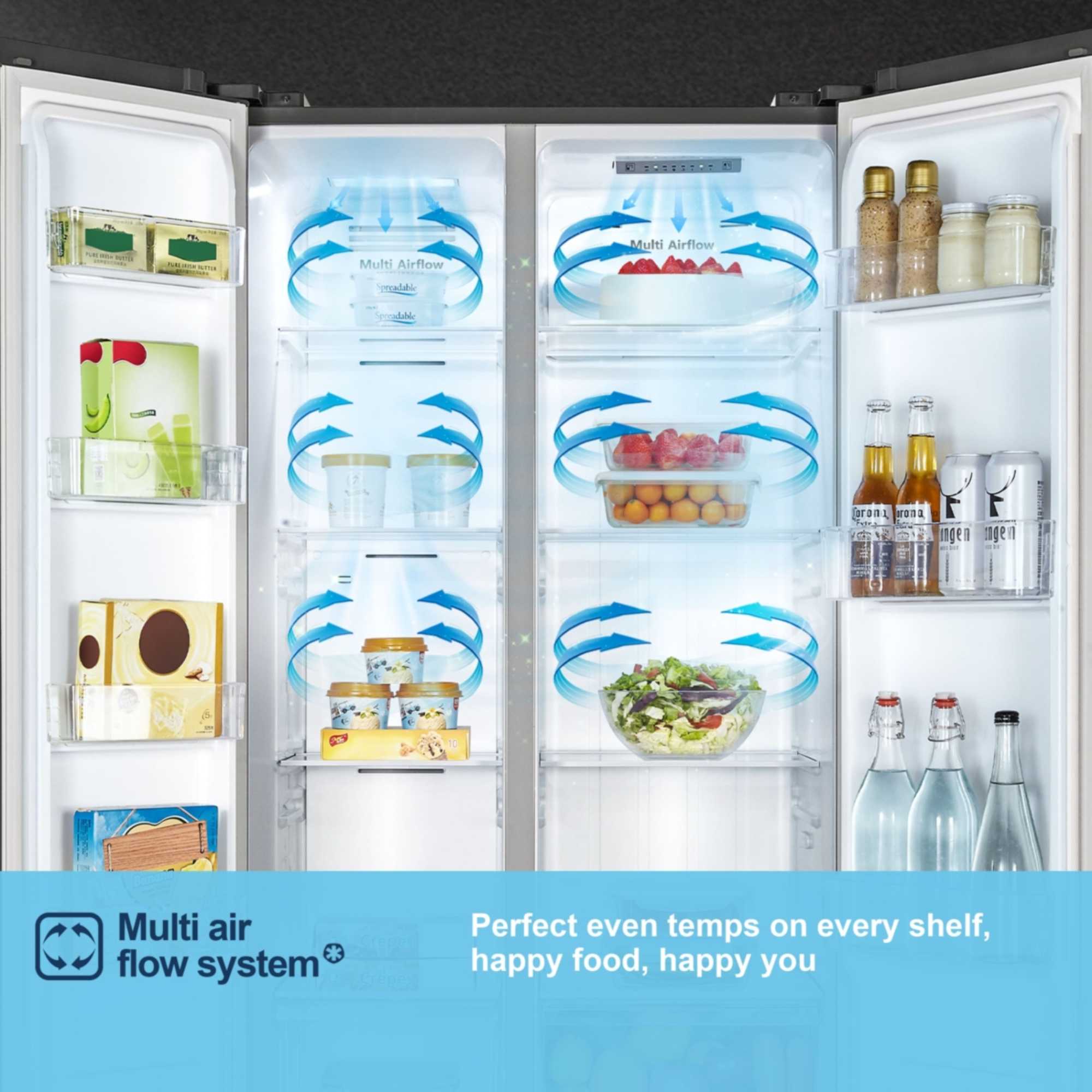 MS83430EB 441l Side By Side American Style Fridge Freezer - Black