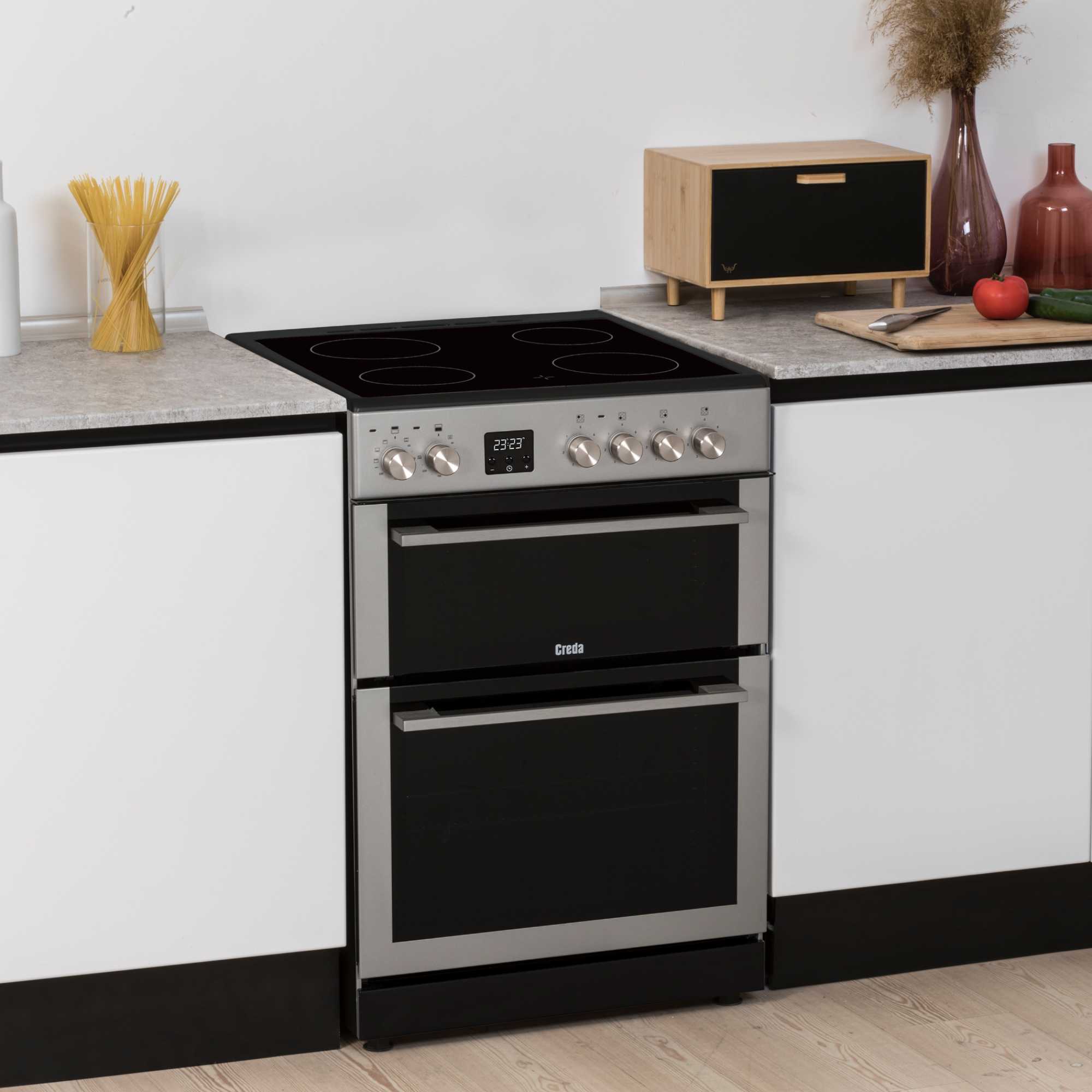 C60CDOS 60cm Double Oven Ceramic Cooker - Silver