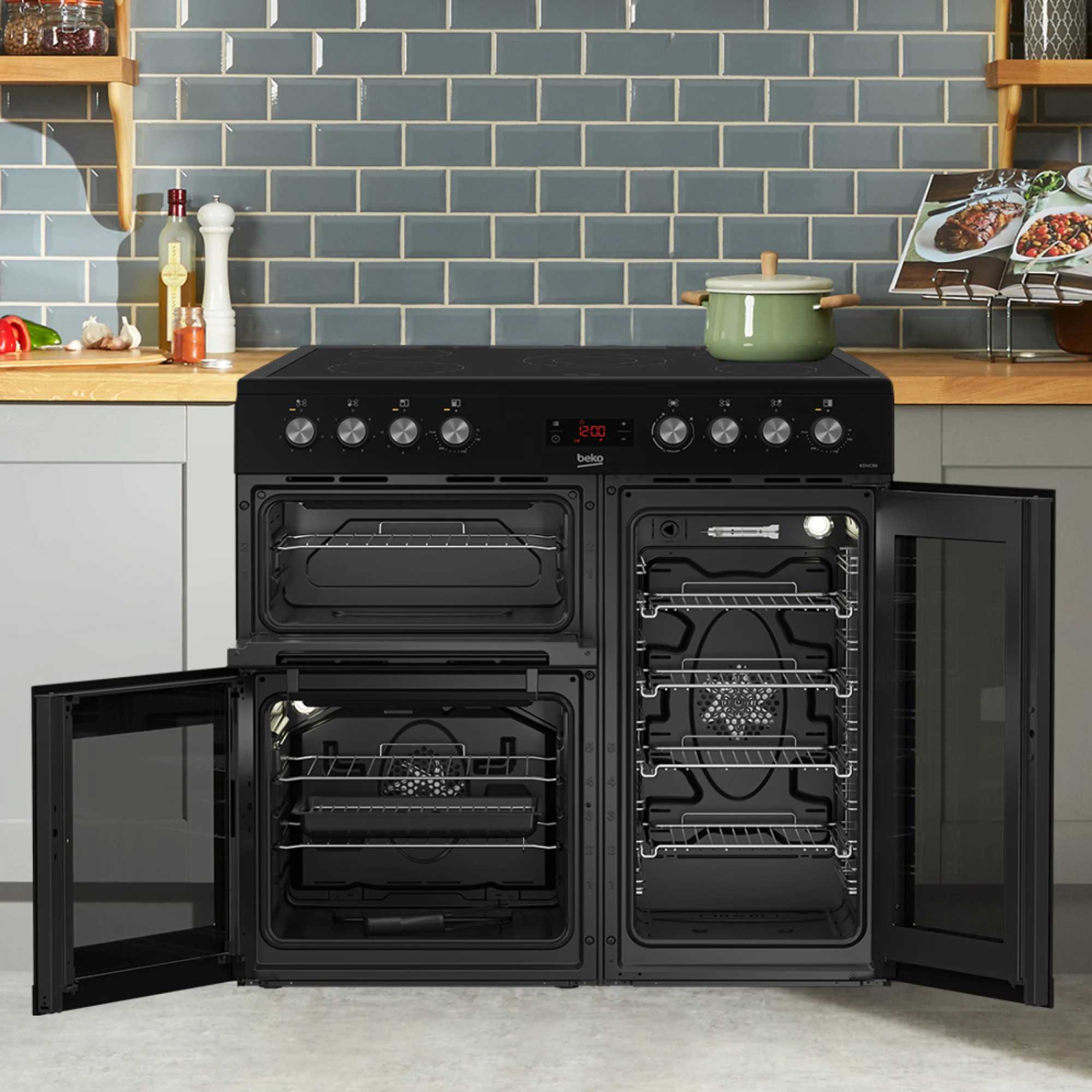90cm Double Oven Range Cooker with 5 Ceramic Hobs - KDVC90K
