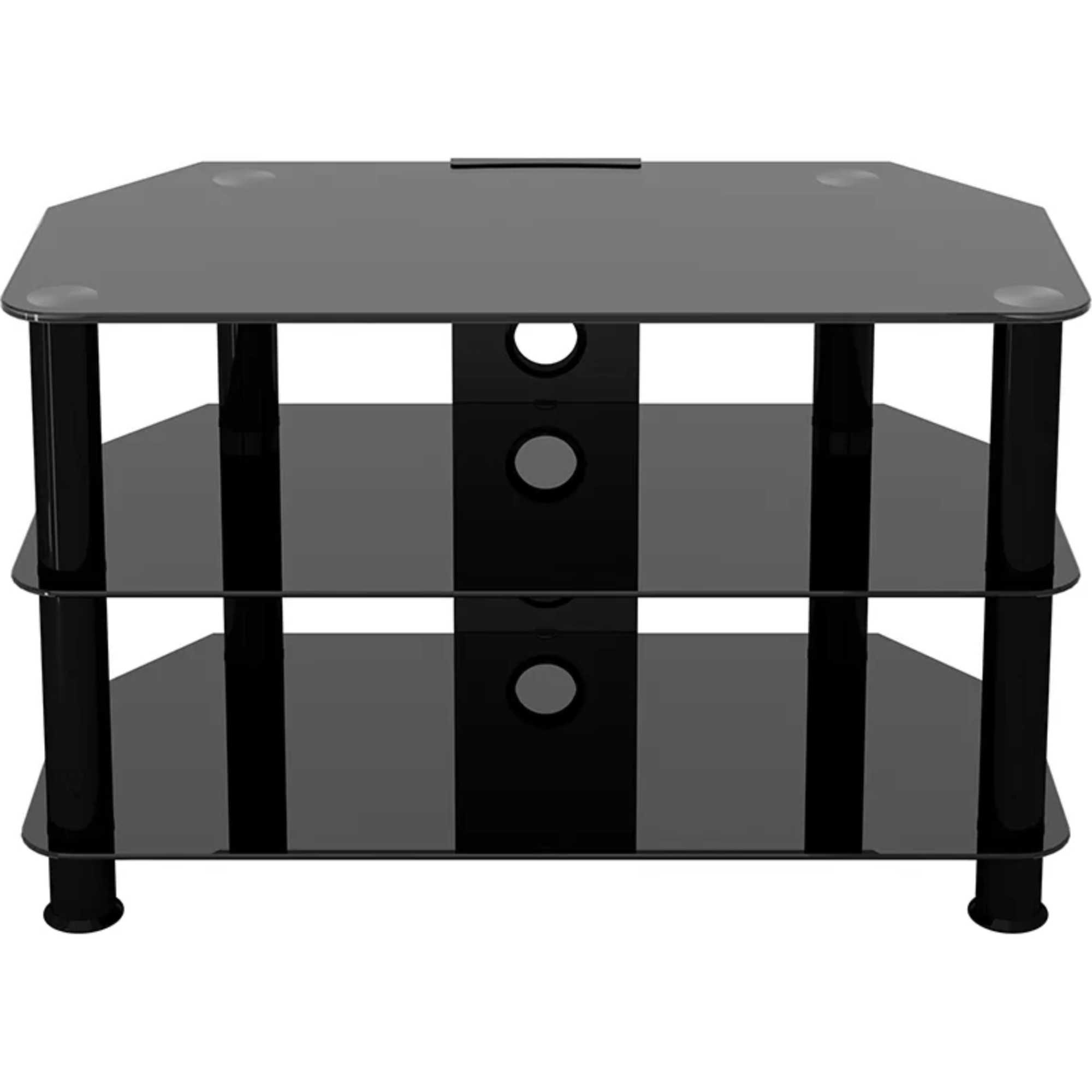 SDC800CMBB 80cm Glass Corner TV Stand - Black