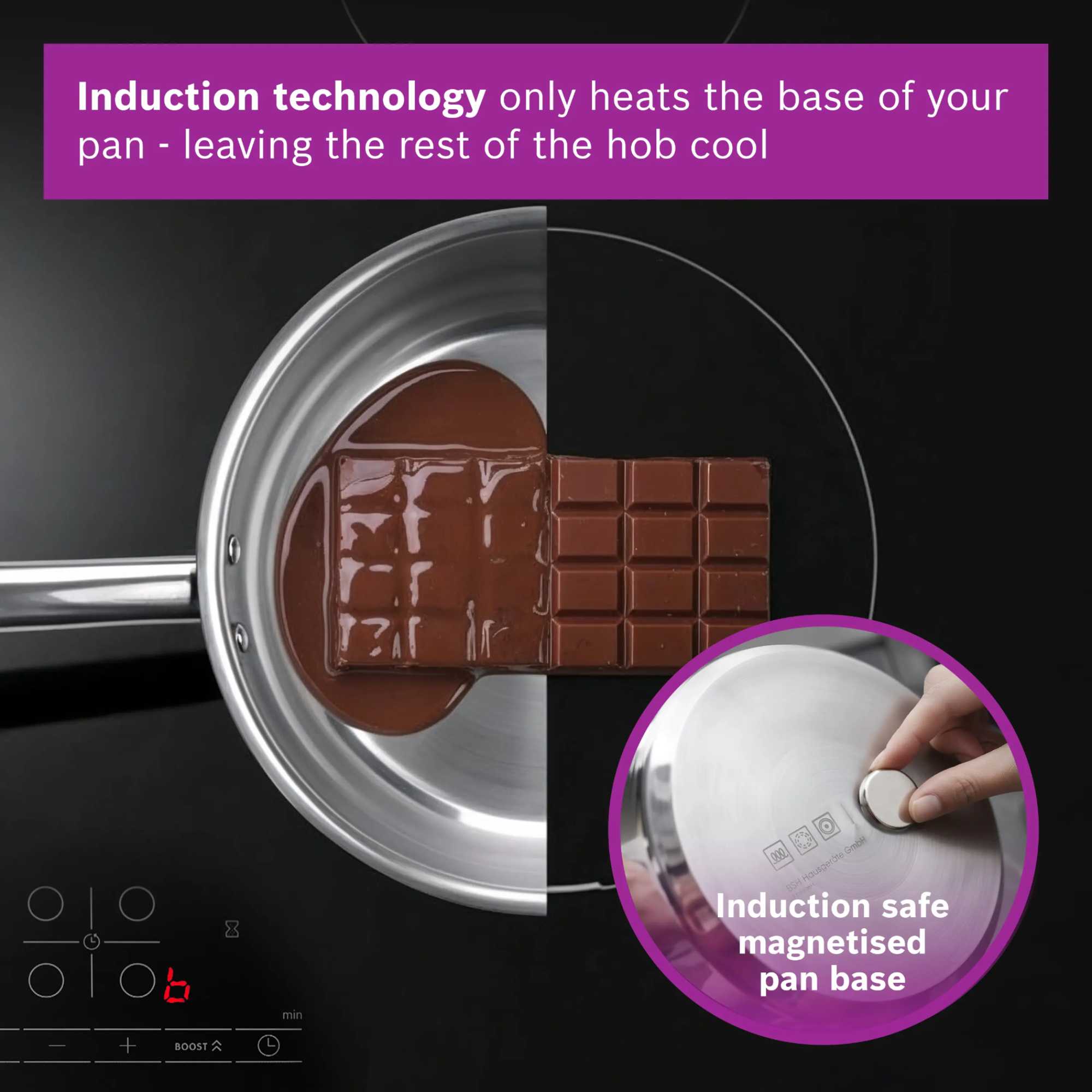 PUG61RAA5B Series 2 60cm 4 Zone Induction Hob with Plug - Black