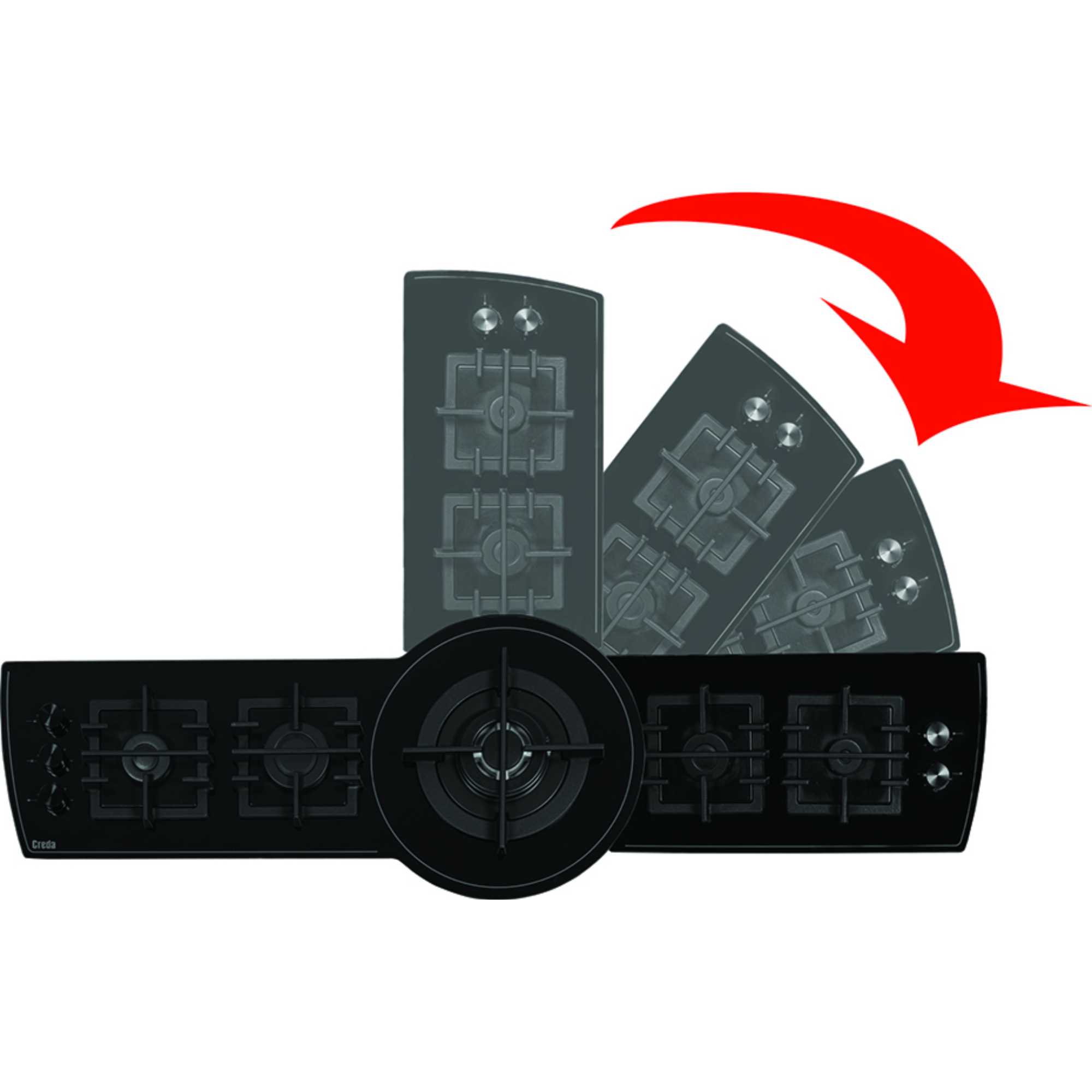 CROTAHOB 100cm Gas Hob with Adjustable Angle Installation - Black