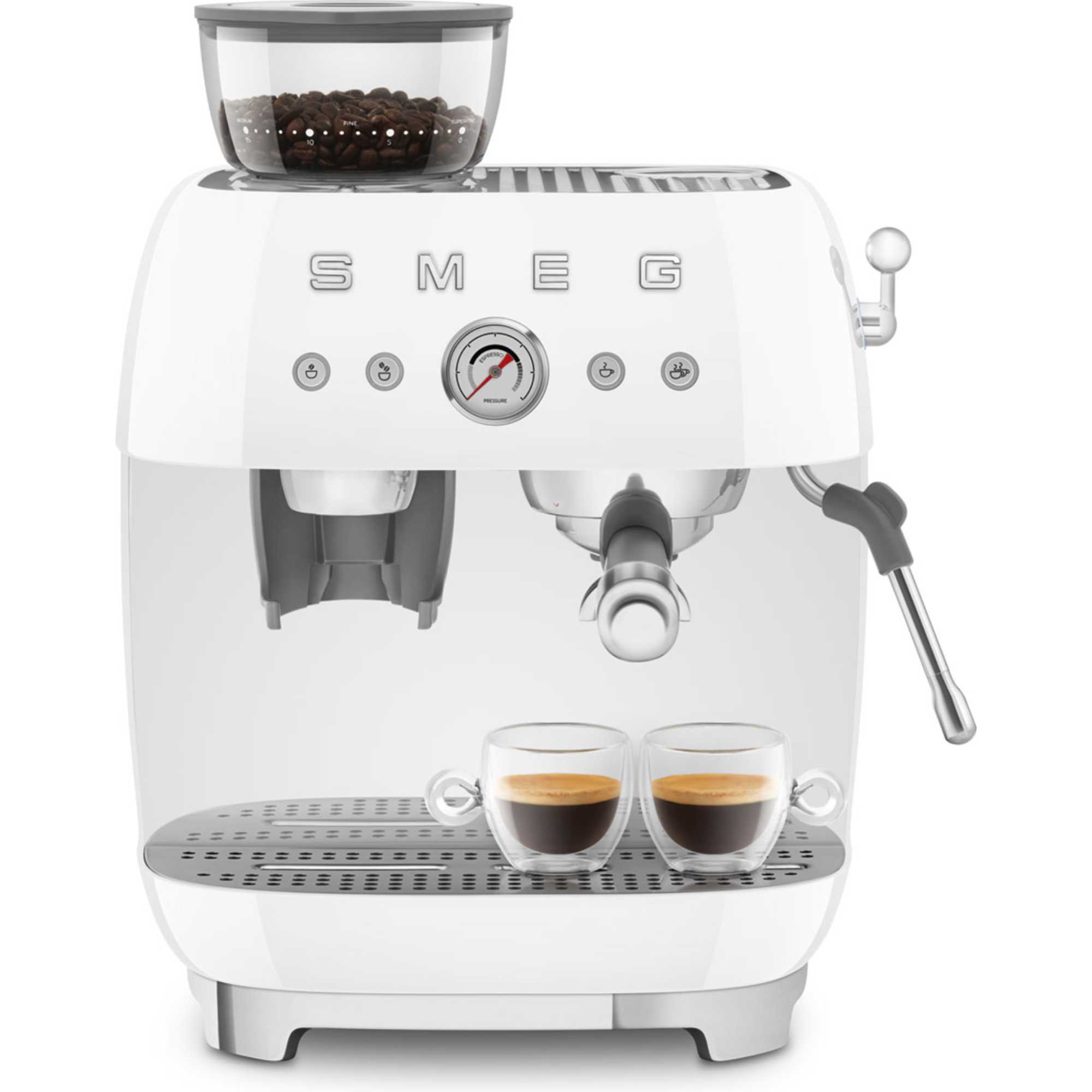 EGF03WHUK 50's Style Espresso Coffee Machine with Grinder - White
