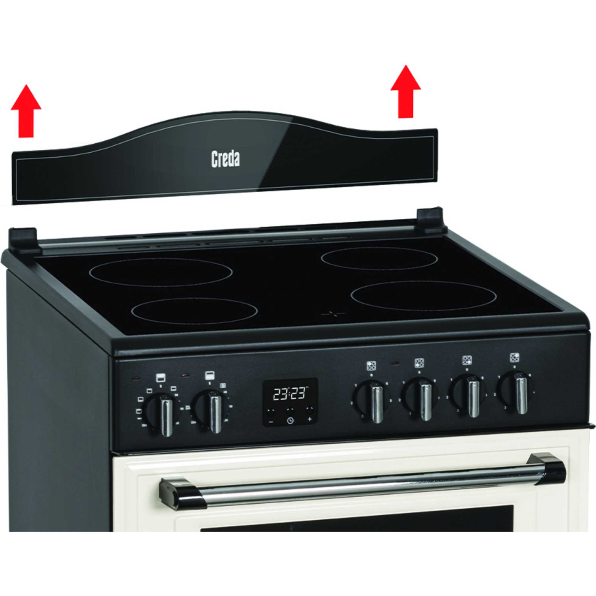 C60CMRCRM 600mm Double Oven with Ceramic Hobs - Cream