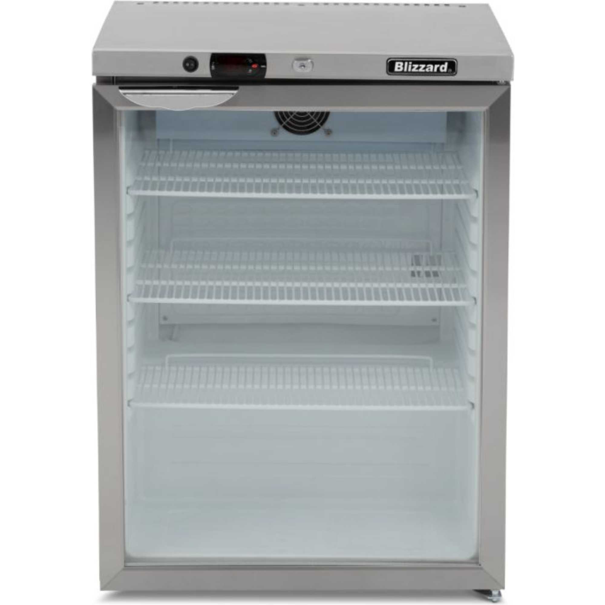 UCR140CR Single Hinged Glass Door 145L Undercounter Refrigerator - Stainless Steel