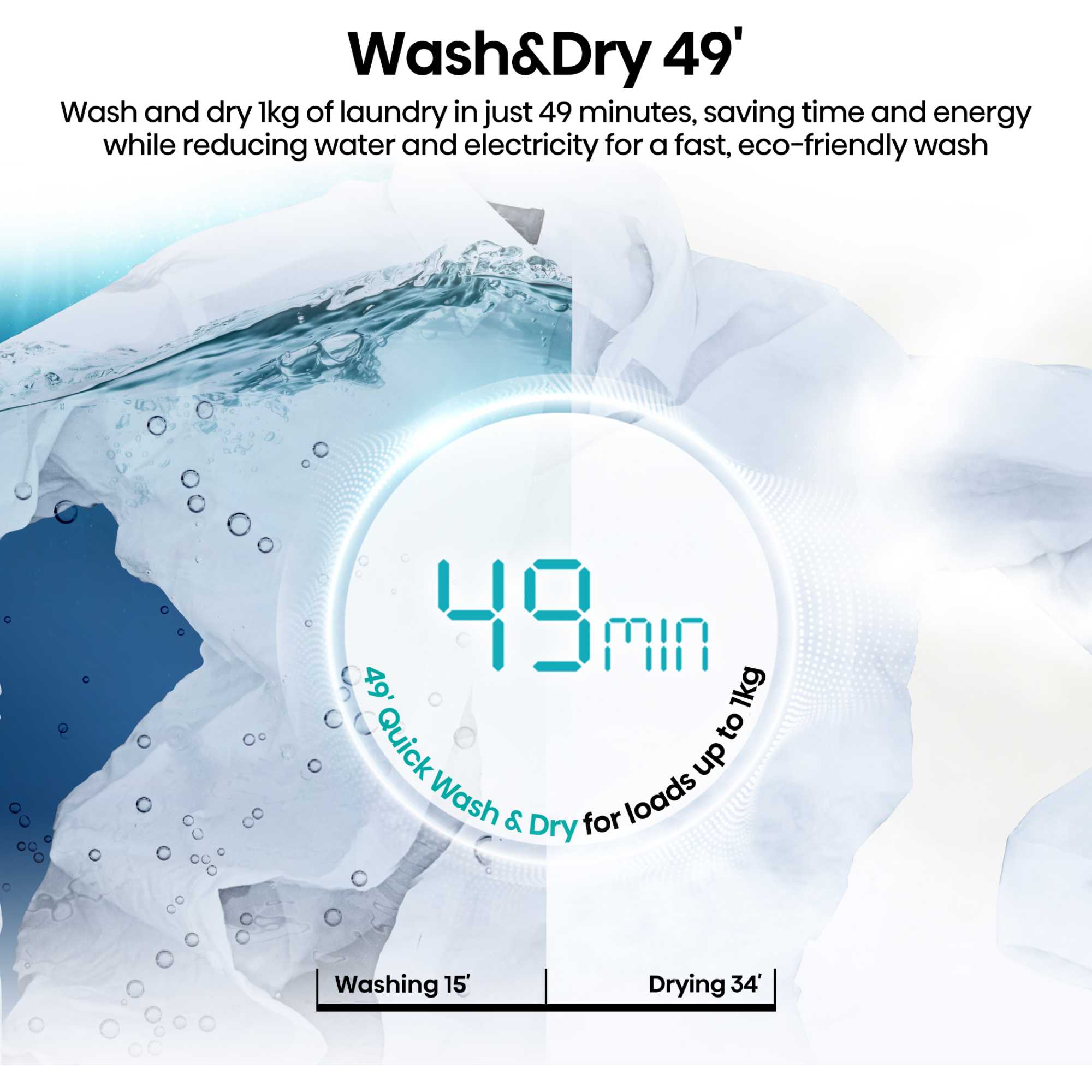 KitchenFit 5i Series 12kg Wash 8kg 1400rpm Washer Dryer - WD5I1245BWRH