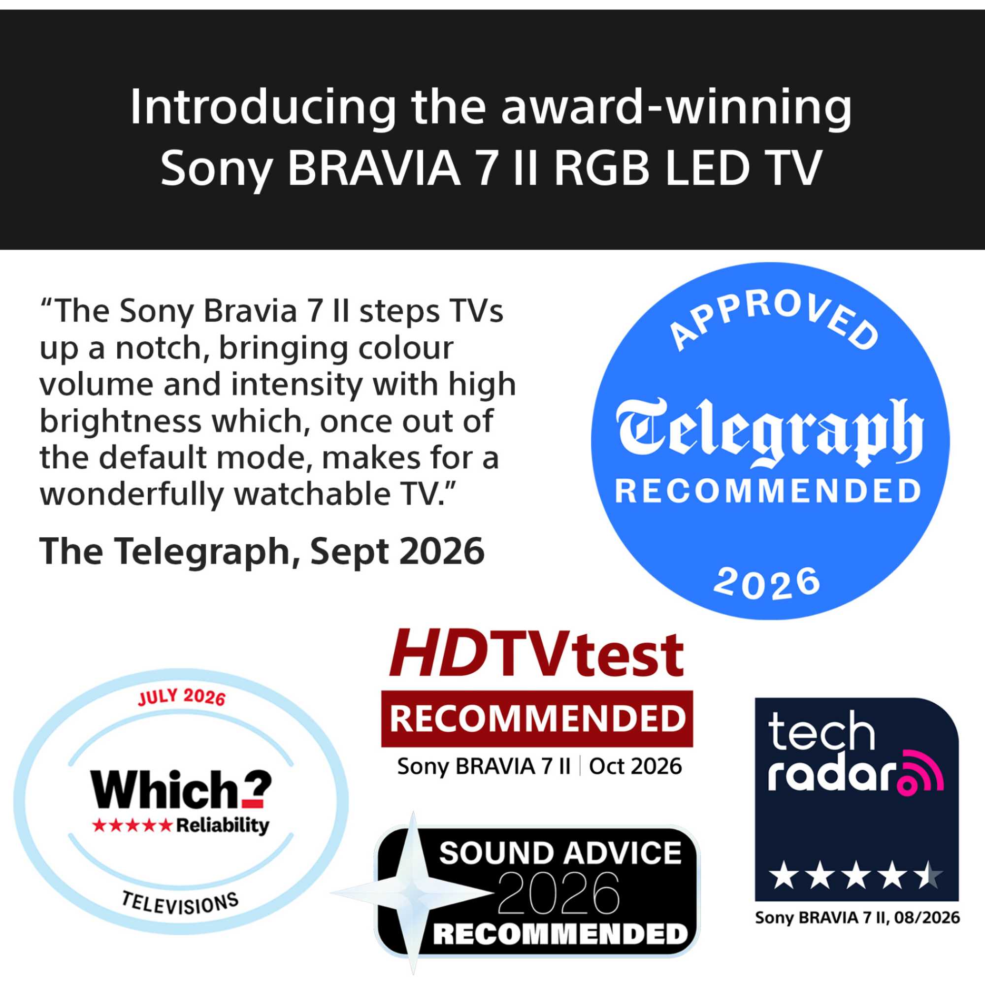BRAVIA 7 II XR75M2PB 55" 4K Ultra HD RGB LED HDR Smart TV - K55XR75M2PB