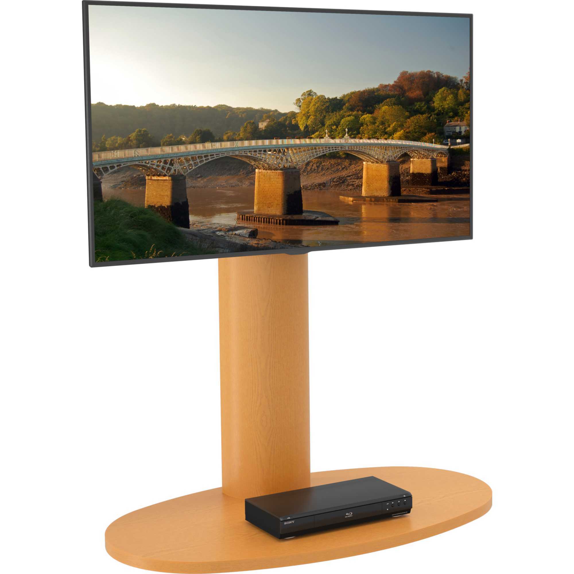 FL930CHEO Affinity Chepstow One Oval Pedestal TV Stand for 32-65" TVs - Oak