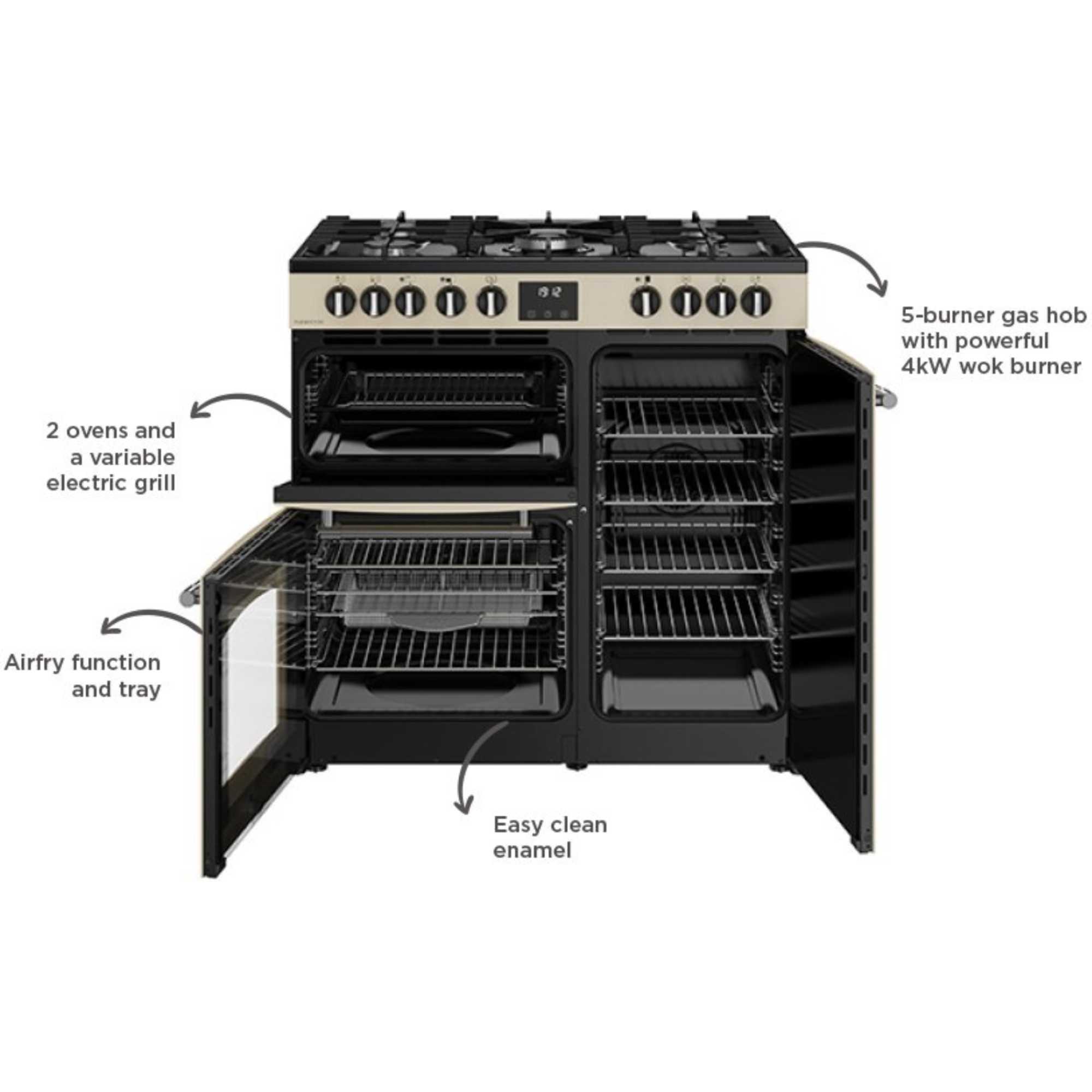RCAFHOUSE90DFCRM Farmhouse 90DF Range Dual Fuel Cooker - Cream