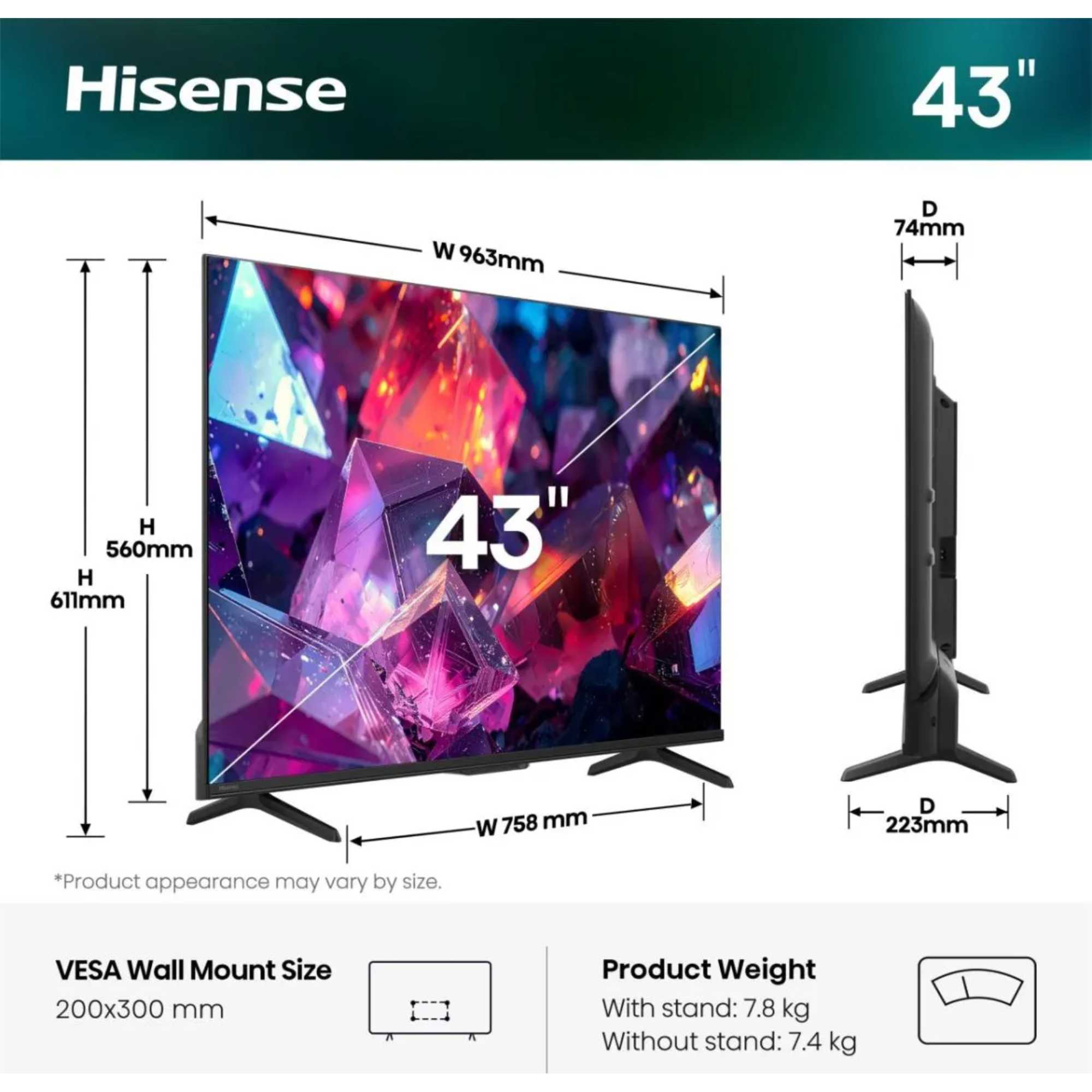 E7STUK-PRO 43" 4K Ultra HD Hi-QLED Freely Smart TV - 43E7STUK-PRO