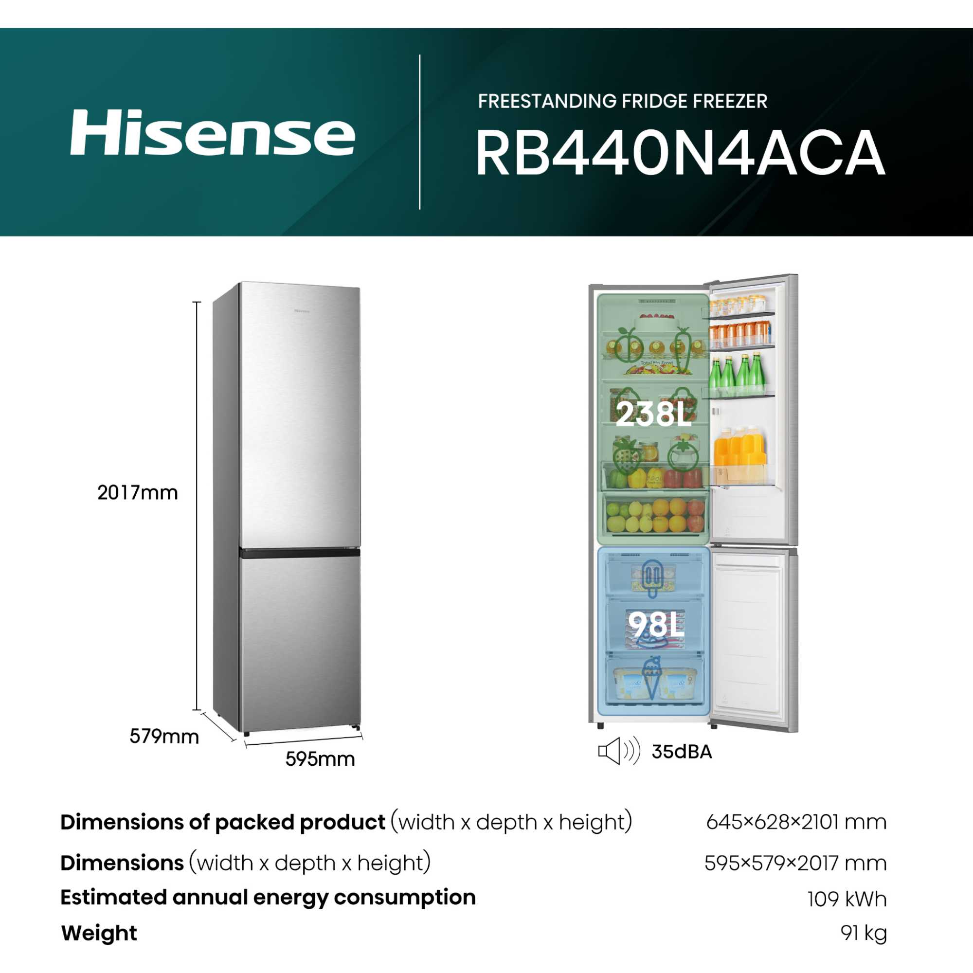 Fridge Freezer 60/40 Total No Frost - Inox - RB440N4ACA