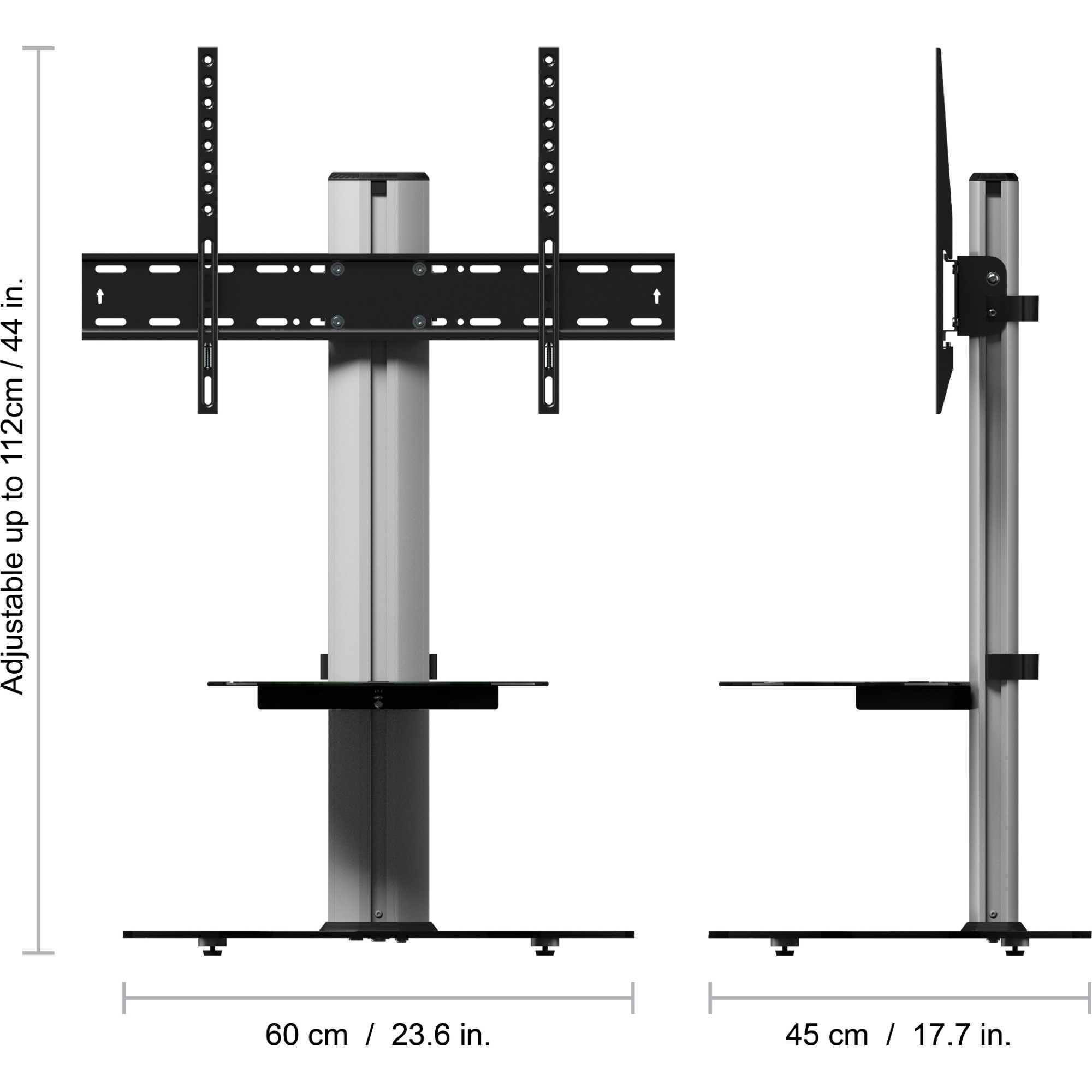 FSL600ENSB Eno 60cm Pedestal TV Stand with Shelf - Glass