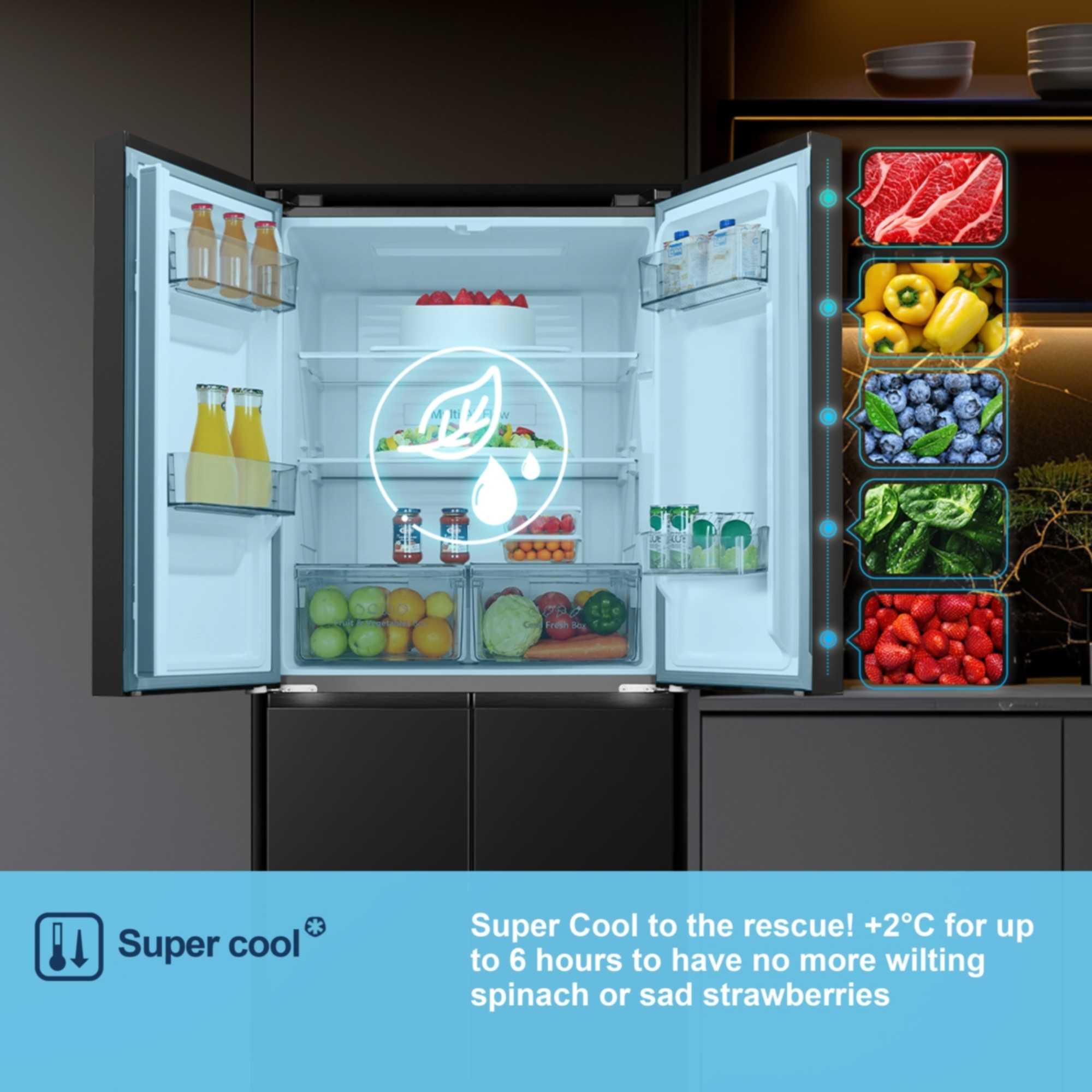 American Style Fridge Freezer 60/40 Total No Frost - Black - MQ79395EB