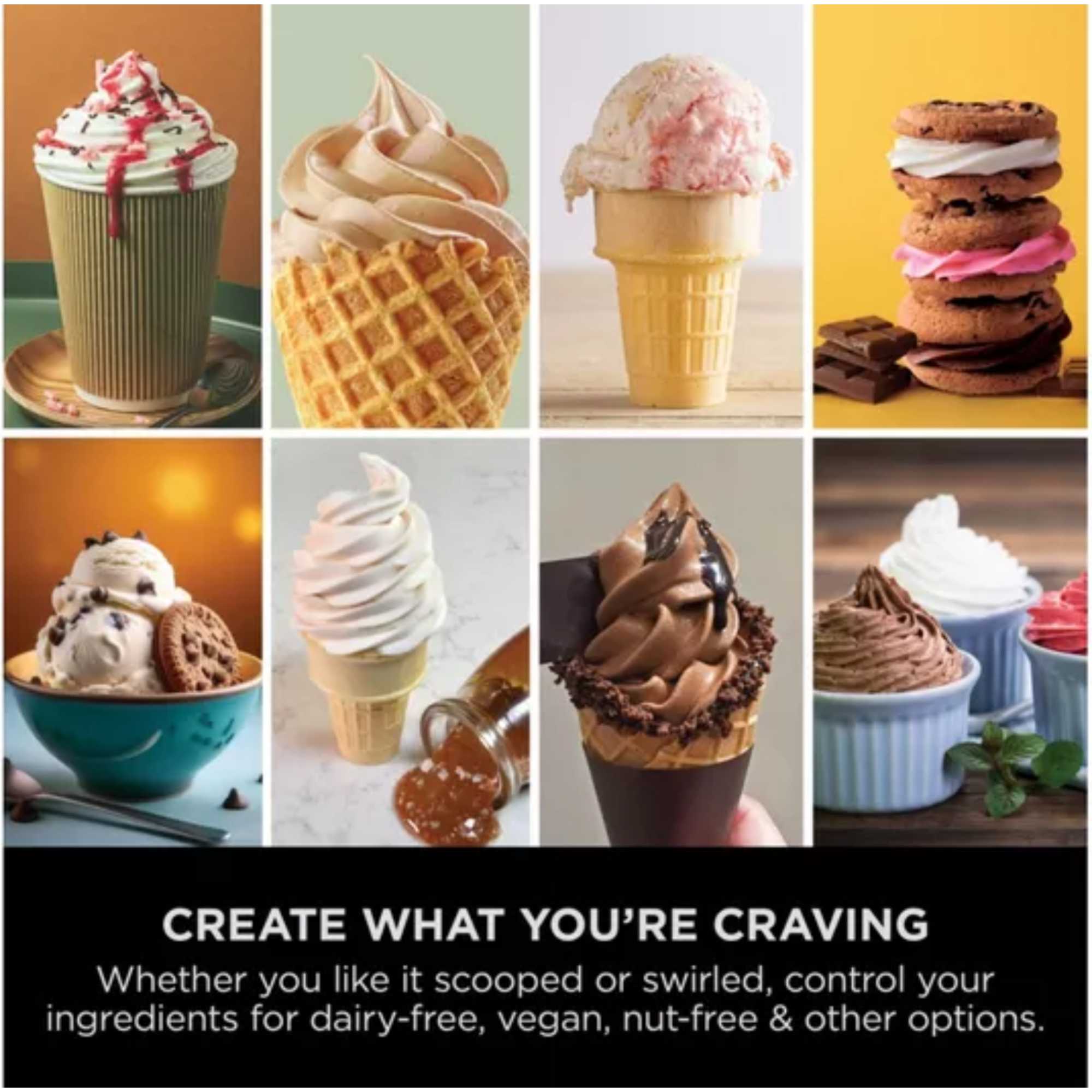 CREAMi Scoop & Swirl 13-in-1 Soft Serve & Ice Cream Maker - NC701UK