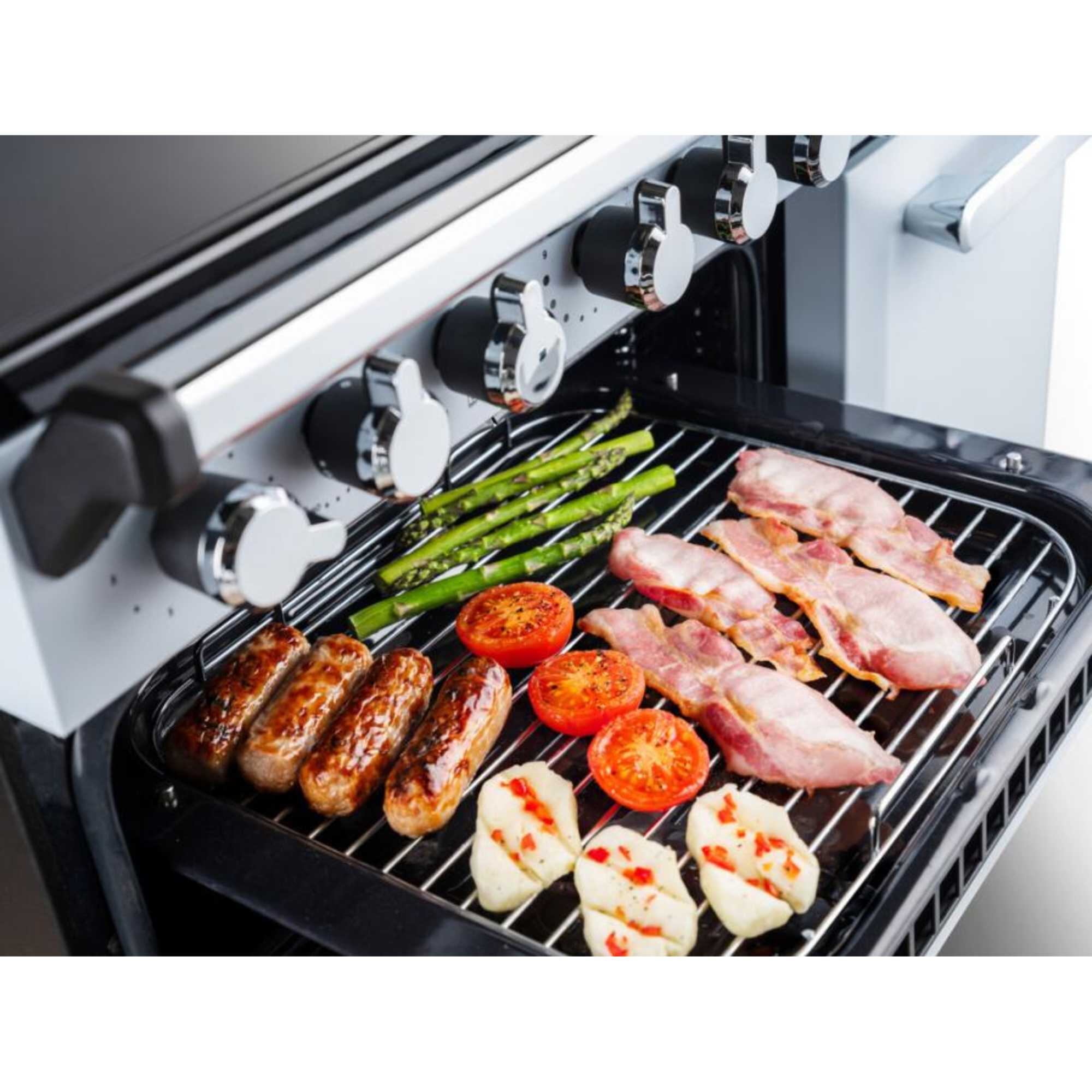 ESDL100EIPMSBCM1 Estel Deluxe 100 Induction Range Cooker - Misty Blue with Chrome Trim