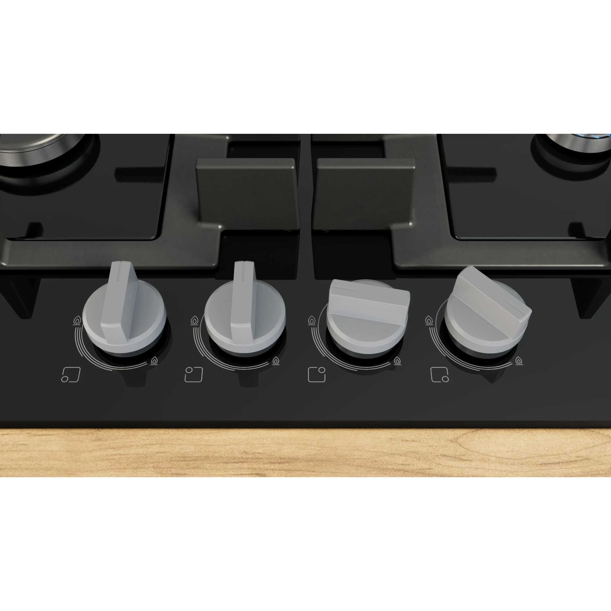 PNP6B6K40 Series 4 60cm 4 Burner Glass Gas Hob - Black