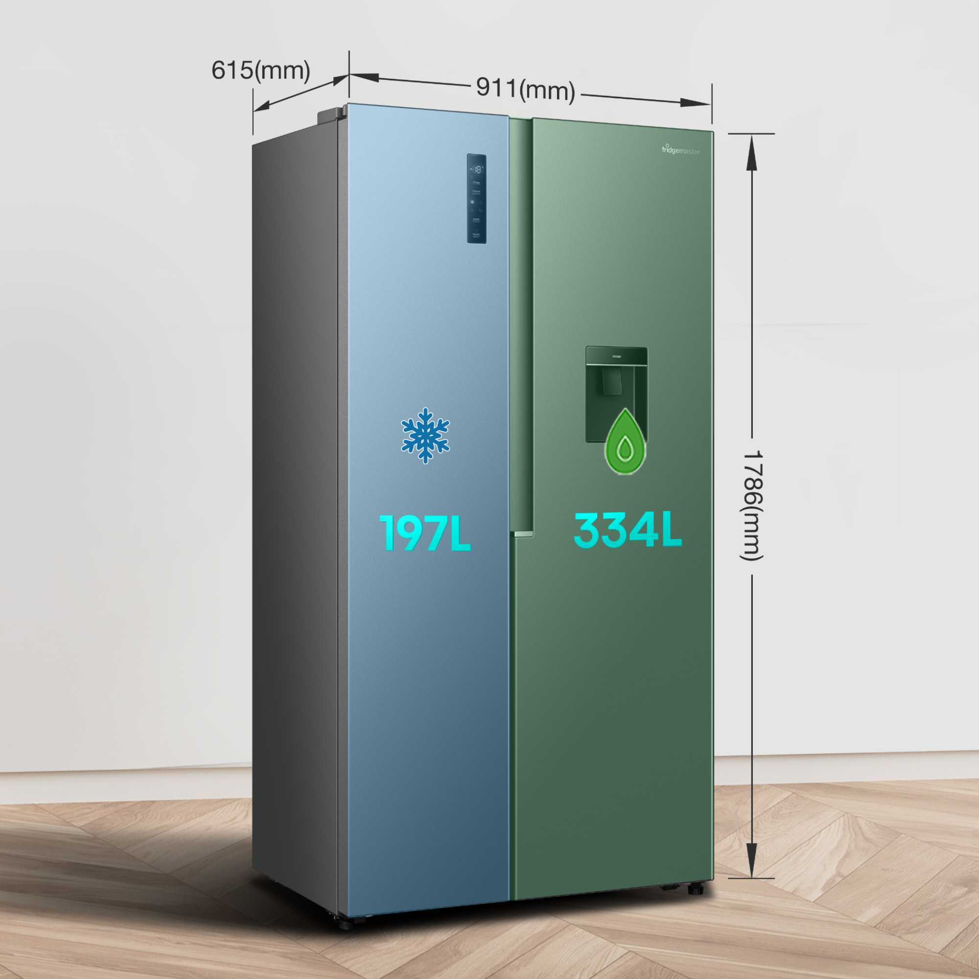 MS91558DES 541l Side By Side American Style Fridge Freezer - Silver