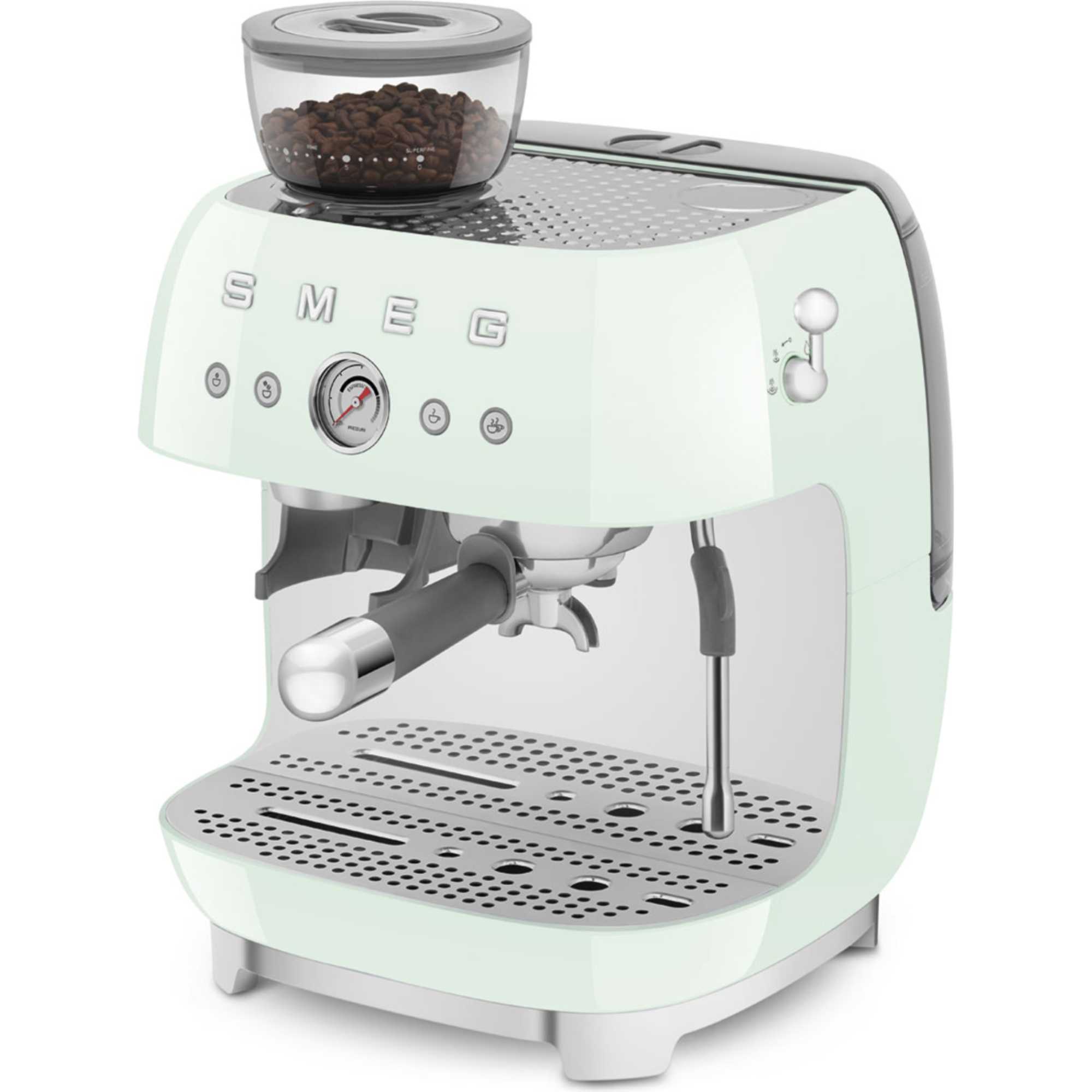 EGF03PGUK 50's Style Espresso Coffee Machine with Grinder - Pastel Green