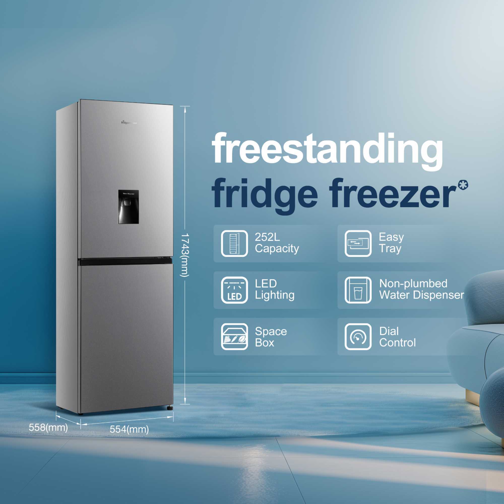 MC55240DES 252l Fridge Freezer with Water Dispenser - Silver